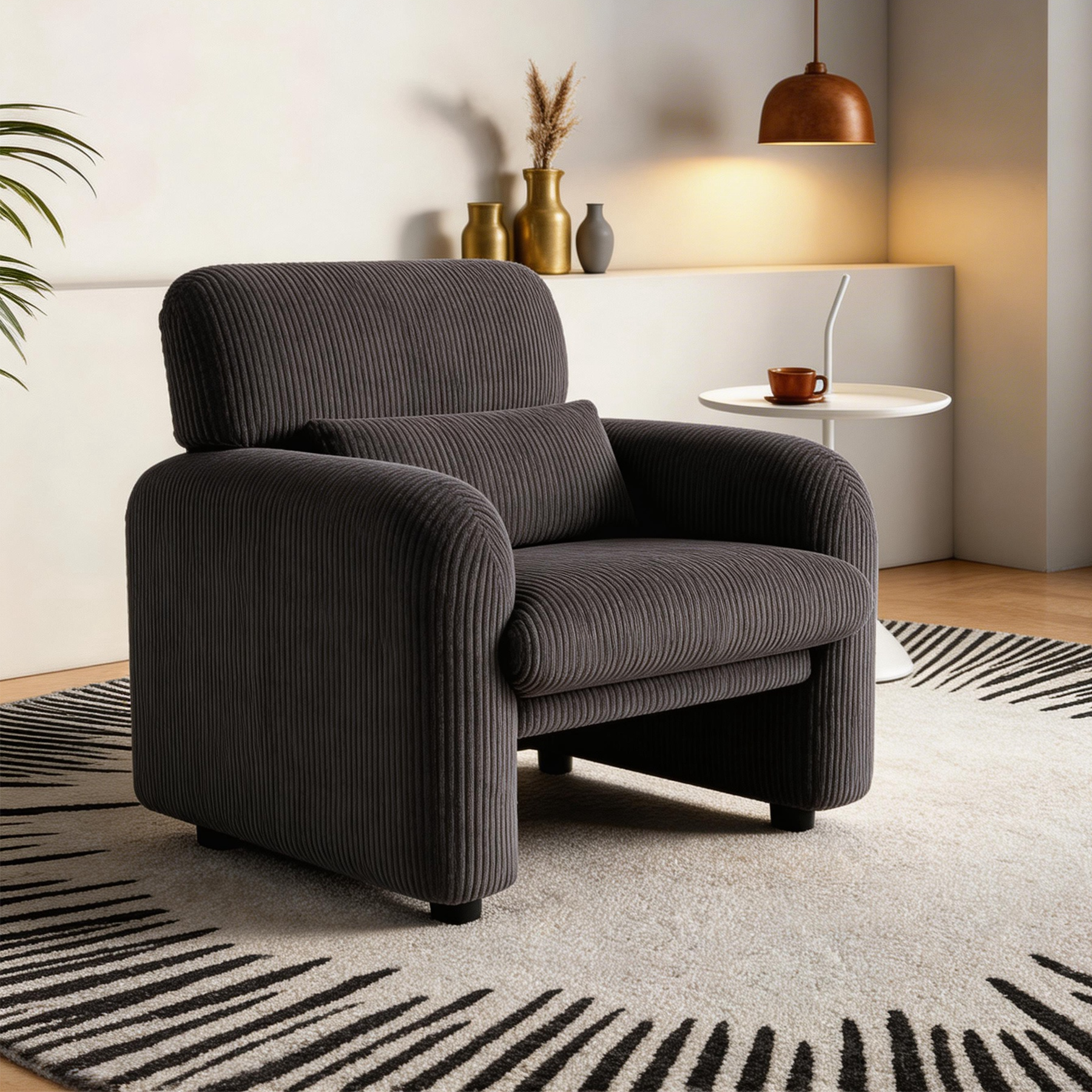 HomeMiYN Accent Chair in grey color #color_Grey