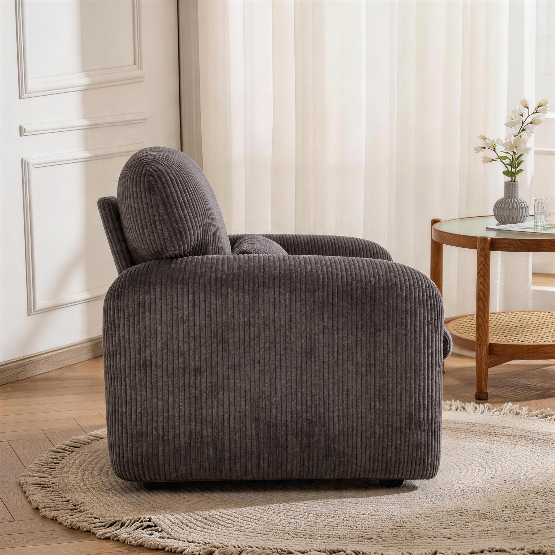 HomeMiYN Accent Chair in grey color #color_Grey
