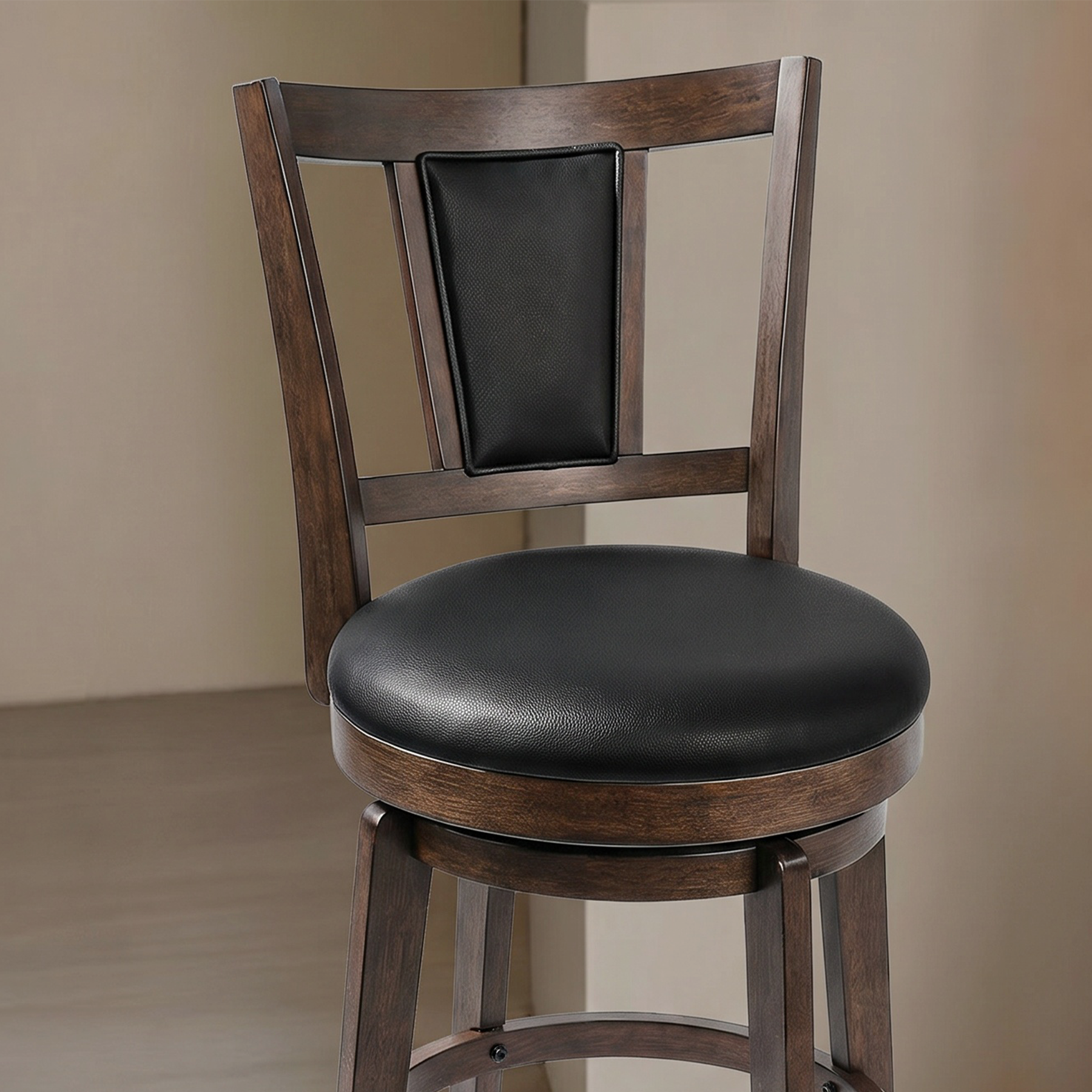 Austen 2 Set of Swivel Bar Stool with Square Padded Back & Seat – Mid-Century Modern Counter Height Chair