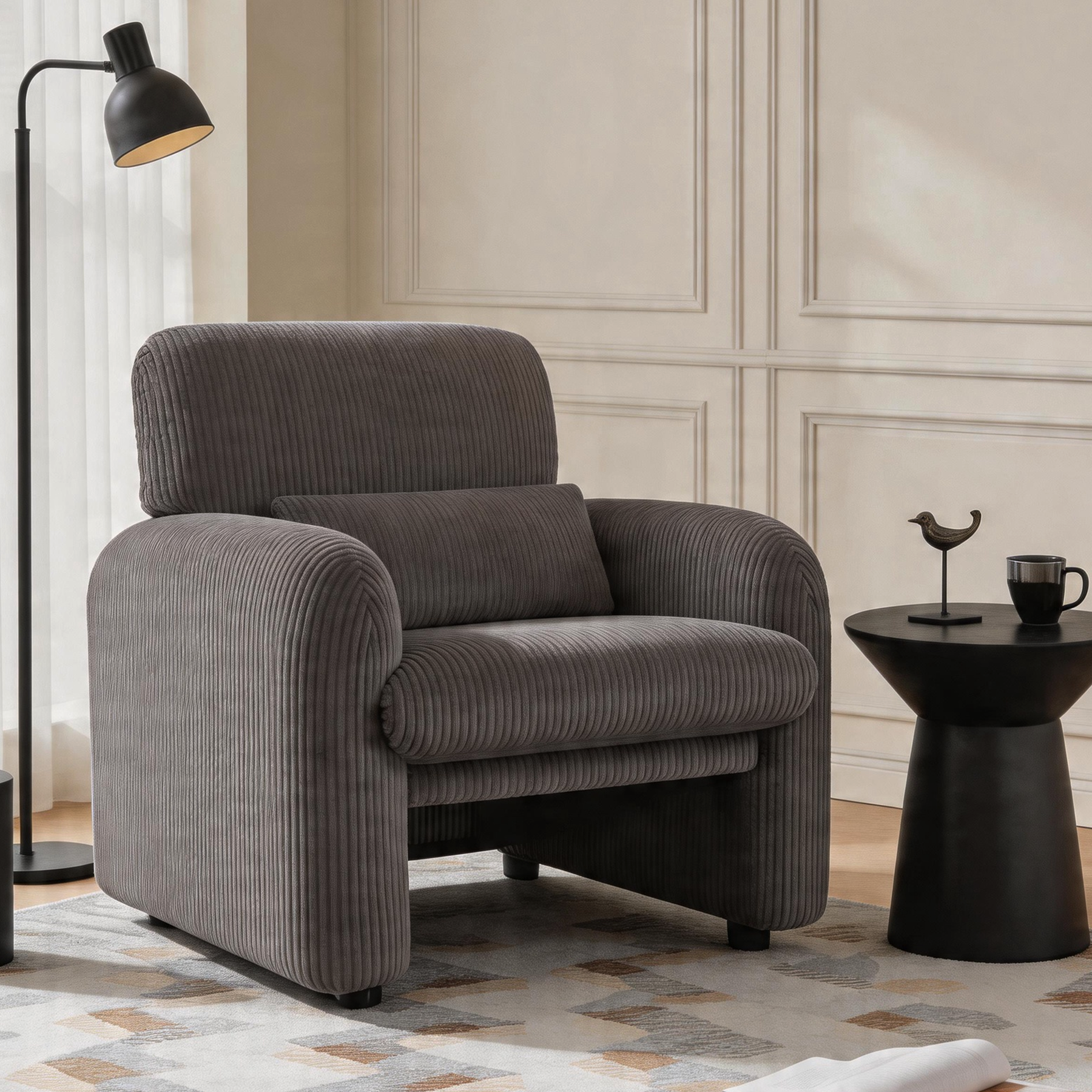 HomeMiYN Accent Chair in grey color #color_Grey