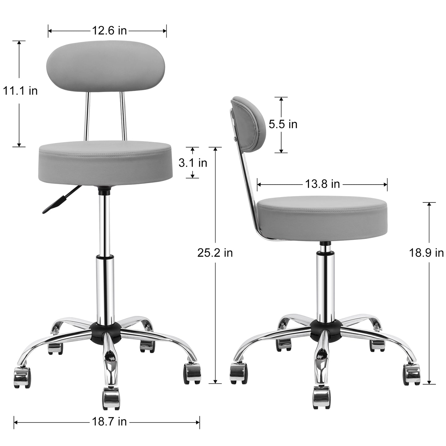 HomeMiYN Office Bar Chairs Stool Adjustable Counter Chair with Back Grey