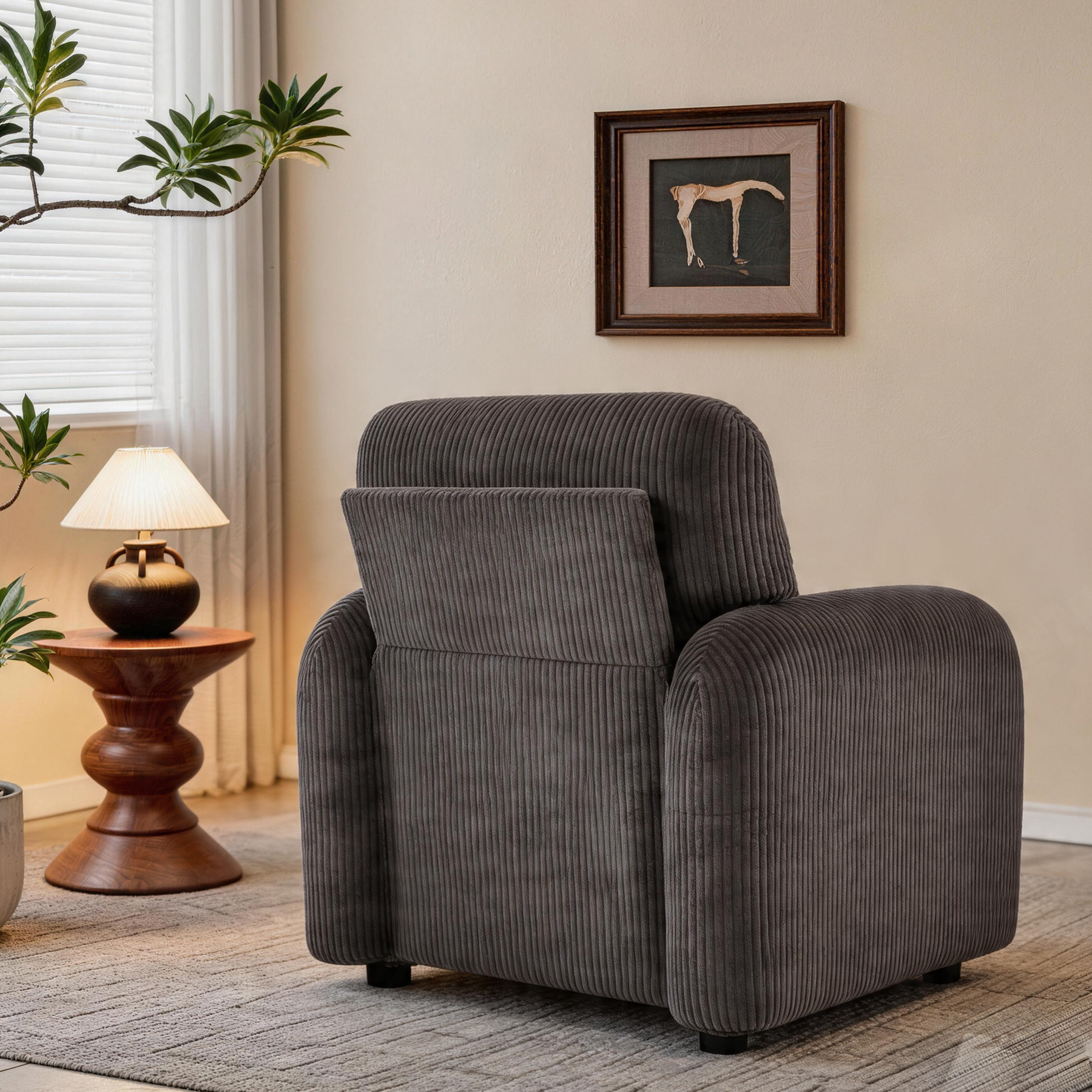 HomeMiYN Accent Chair in grey color #color_Grey