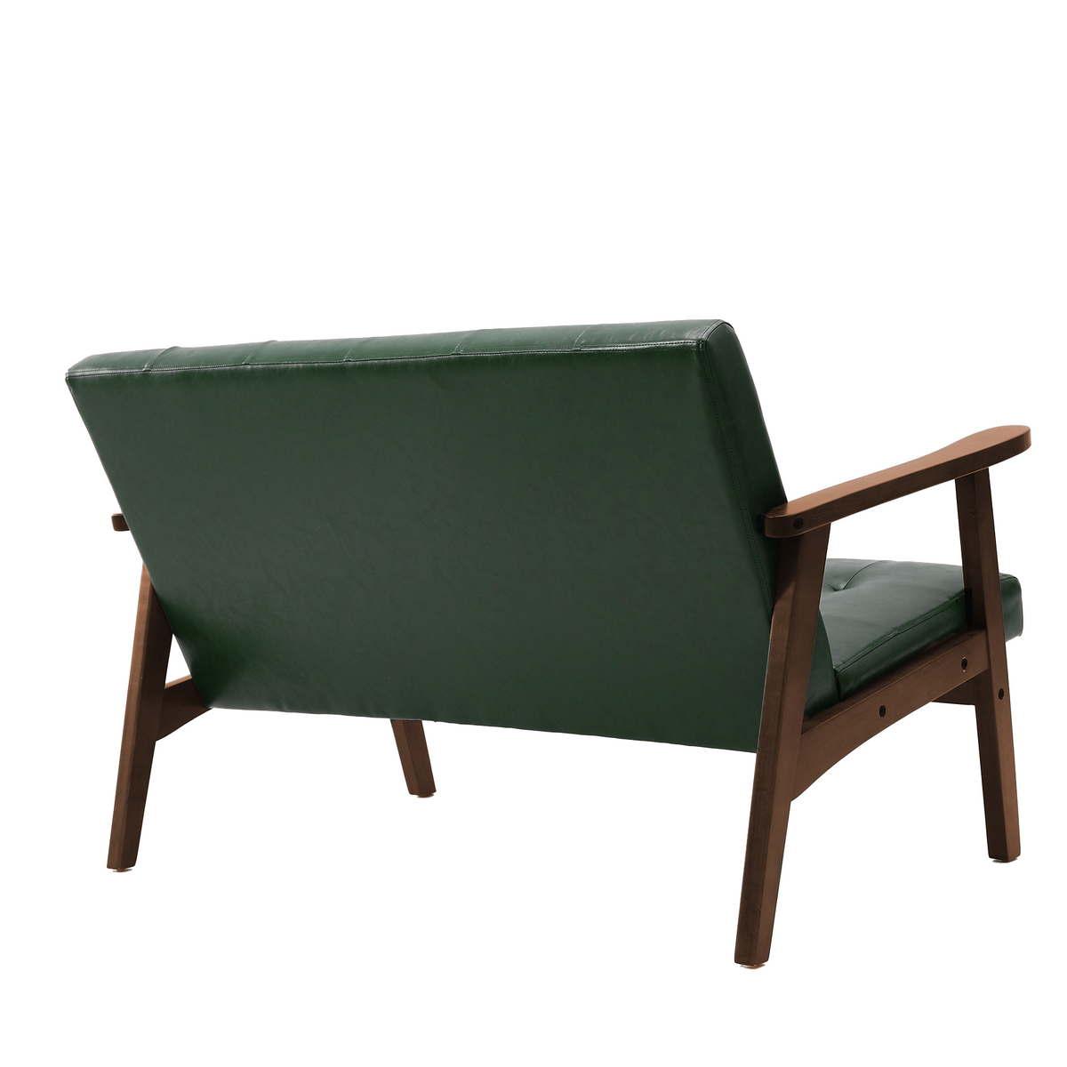 HomeMiYN 2 Seater Faux Leather Sofa with Armrests and Solid Wood Frame