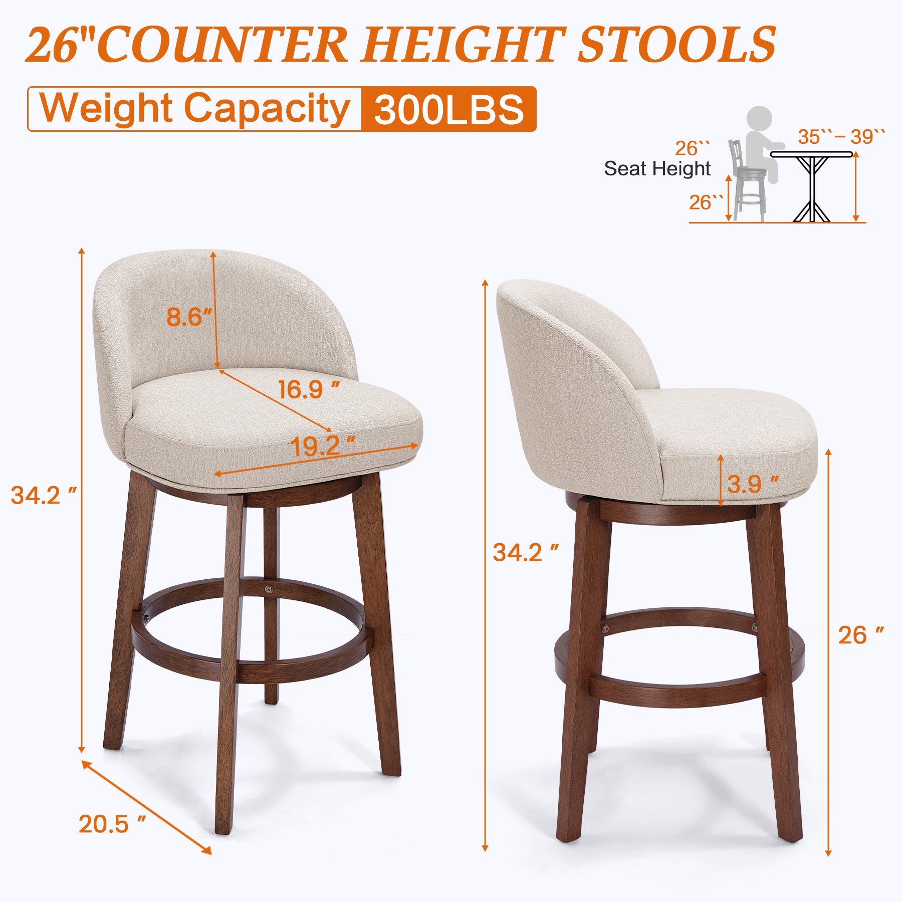 Modern Swivel Bar Stool #base-shape_Round Base #color_Dove Gray