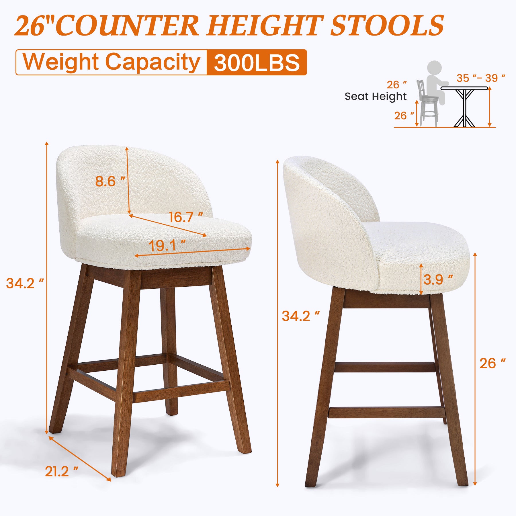 Modern Swivel Bar Stool #base-shape_Square Base #color_Monaco Cream