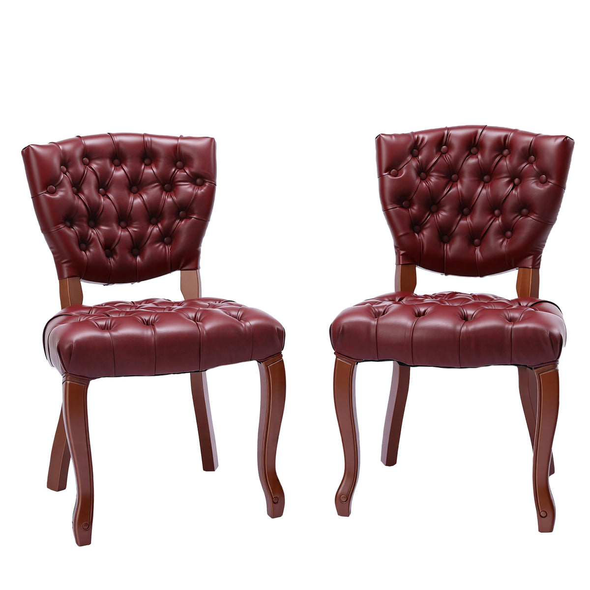 HomeMiYN Set of 2 High Back Dining Chairs Faux Leather