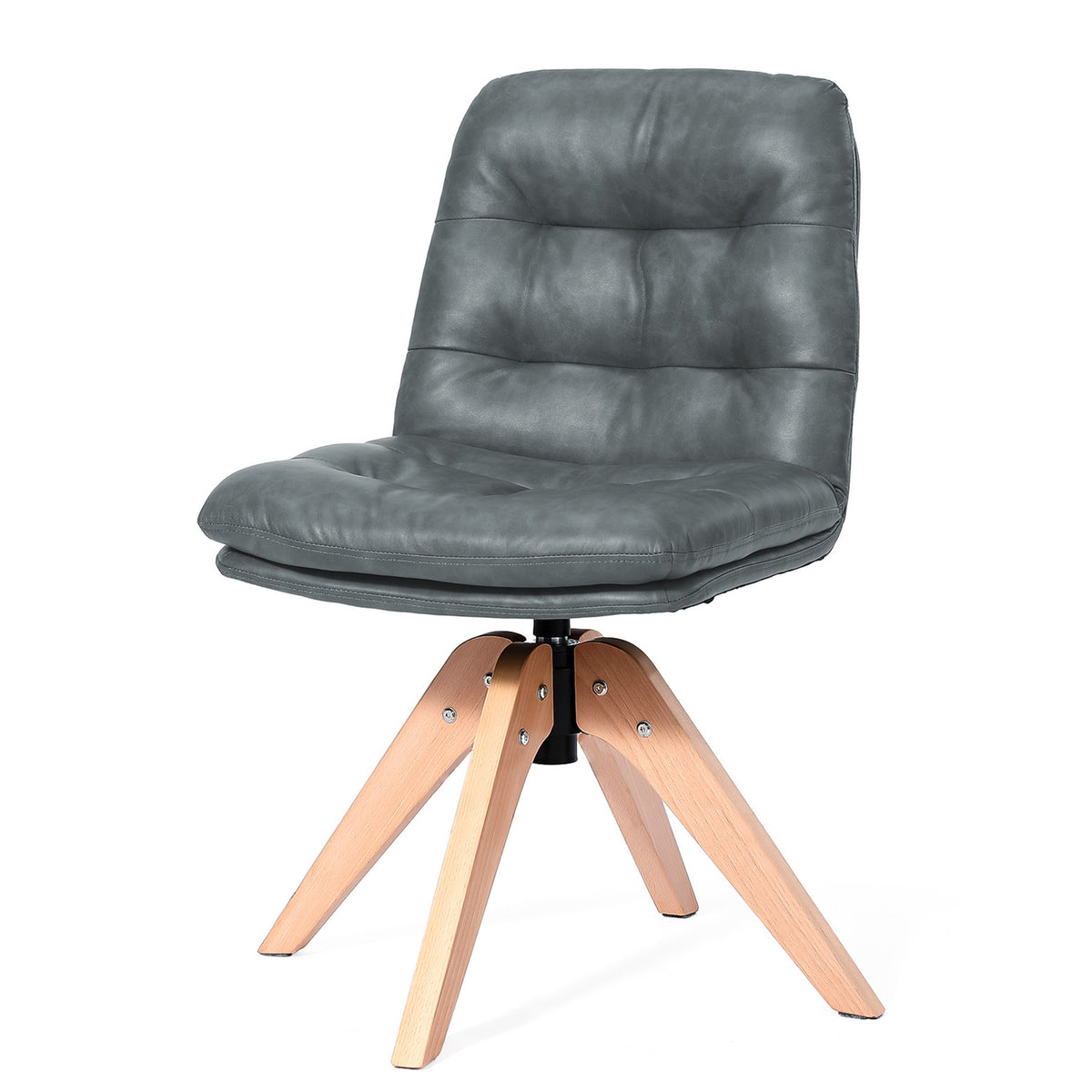 HomeMiYN 360° Swivel Dining Chairs Faux Leather Upholstered