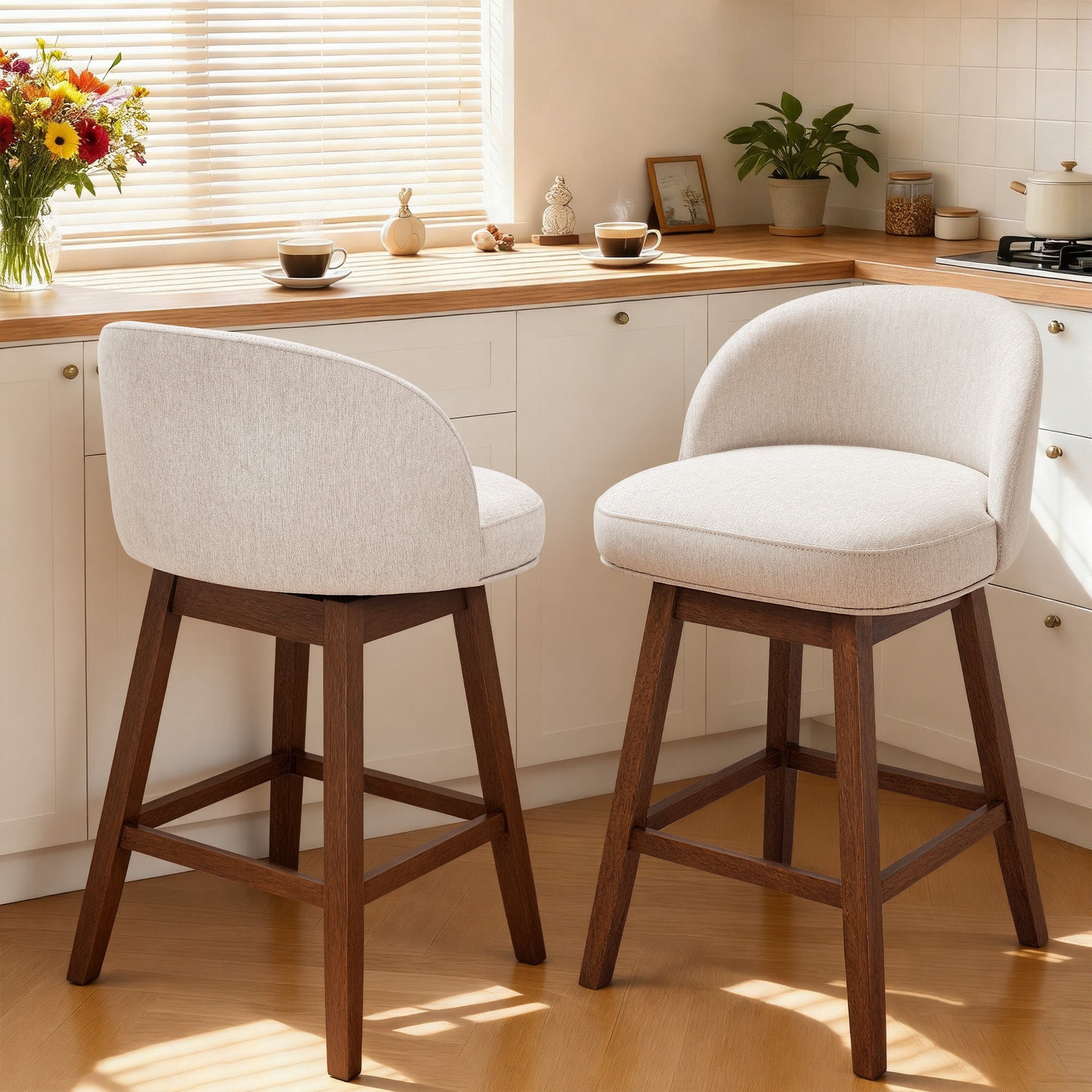Modern Swivel Bar Stool #base-shape_Square Base #color_Dove Gray