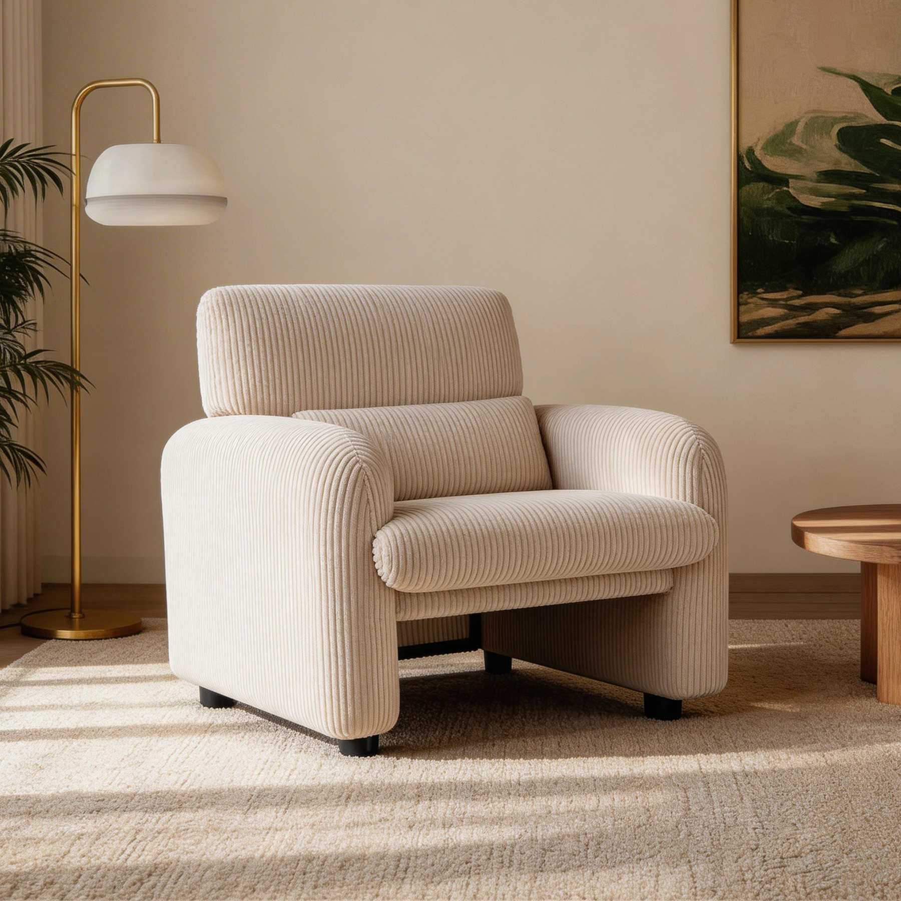 HomeMiYN Accent Chair in beige color #color_Beige
