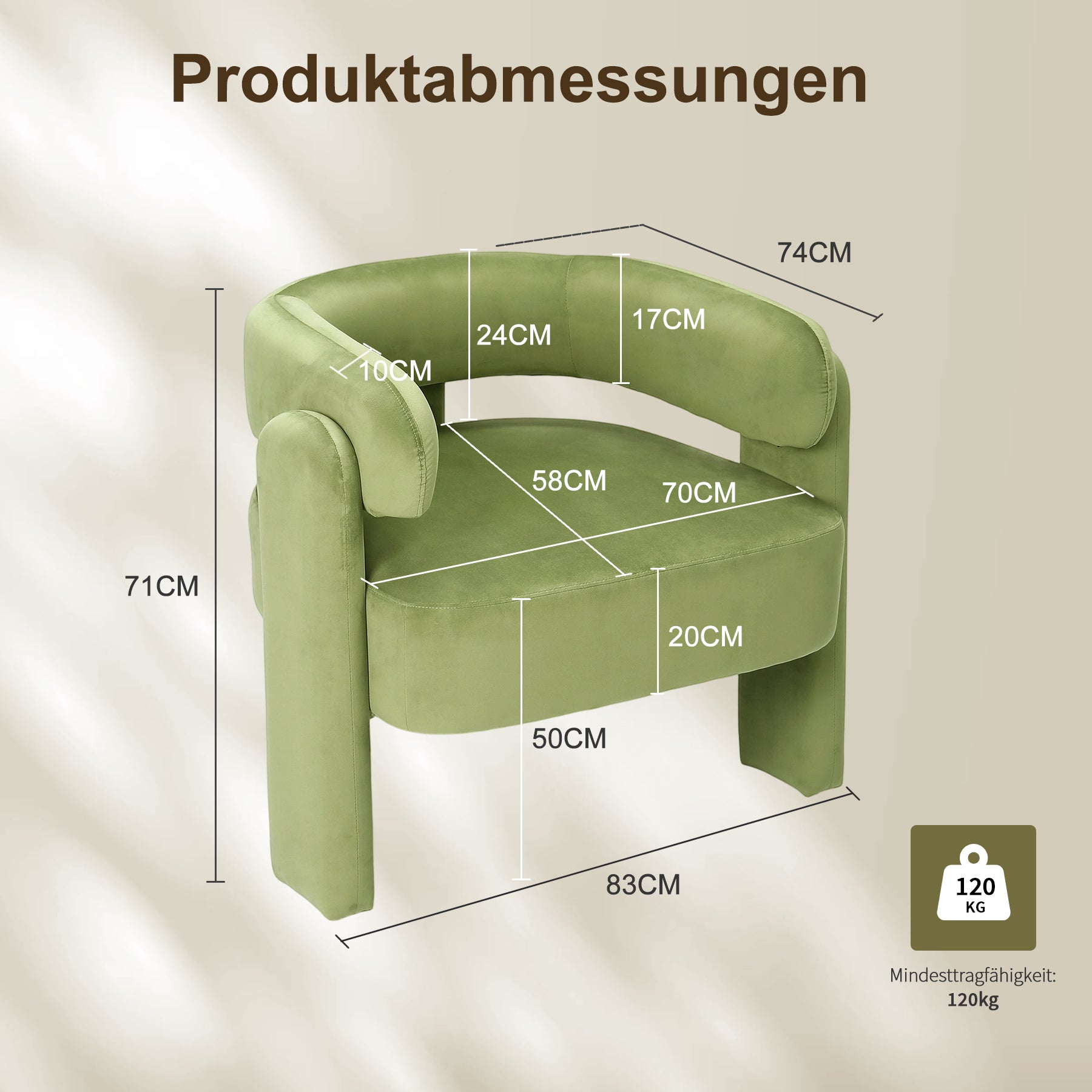 Geschwungener Samt-Sessel, Massivholzrahmen, Orange | Bequemer Sessel, ergonomisches Design, stabile Füße, maximale Belastbarkeit 120 kg, für Wohnzimmer, Schlafzimmer und Leseecke