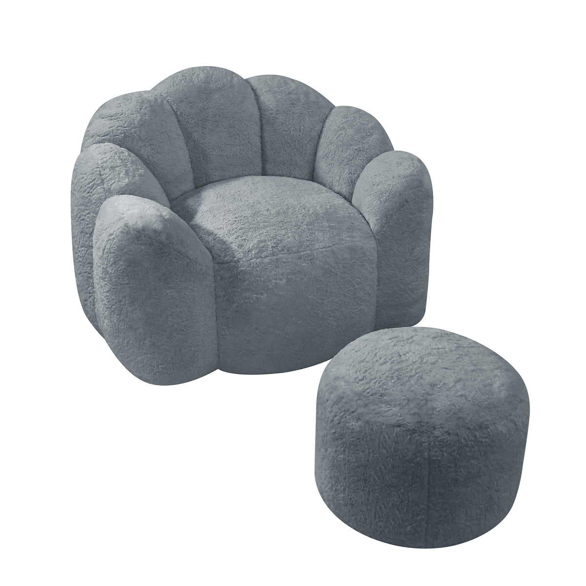 HomeMiYN Plush Bean Bag Chair with Stool for Living Room and Bedroom