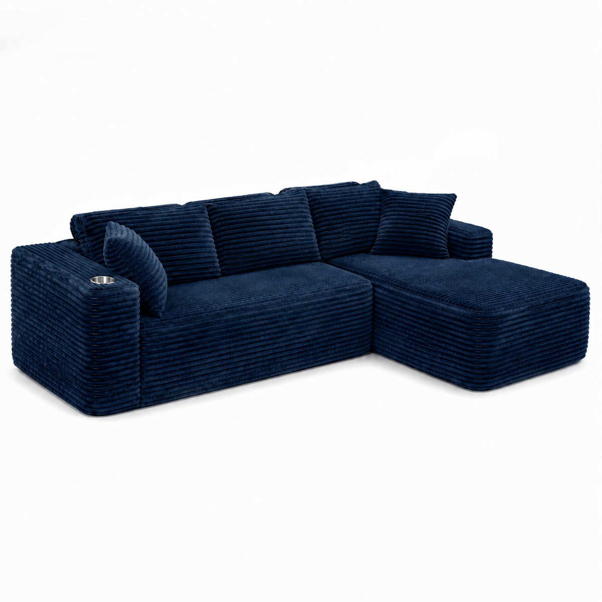 HomeMiYN 265cm 3-Seater L-Shaped Corner Sofa with Chaiselounge, No Assembly Required