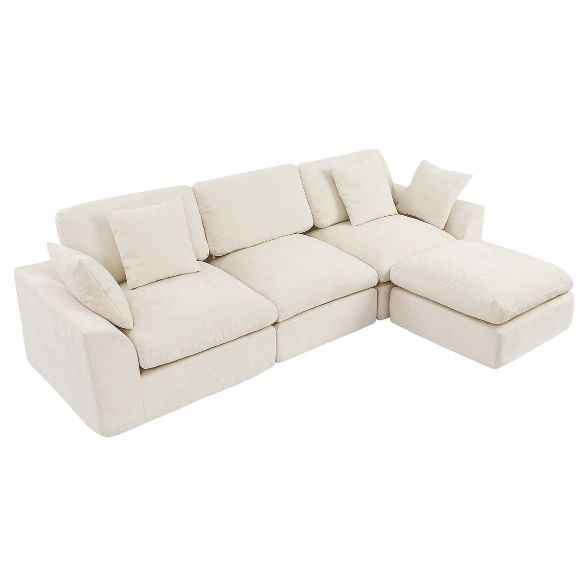 HomeMiYN 281cm 3-Seater L-Shaped Modular Corner Sofa, Chenille Fabric, Non-Vacuum Packaged