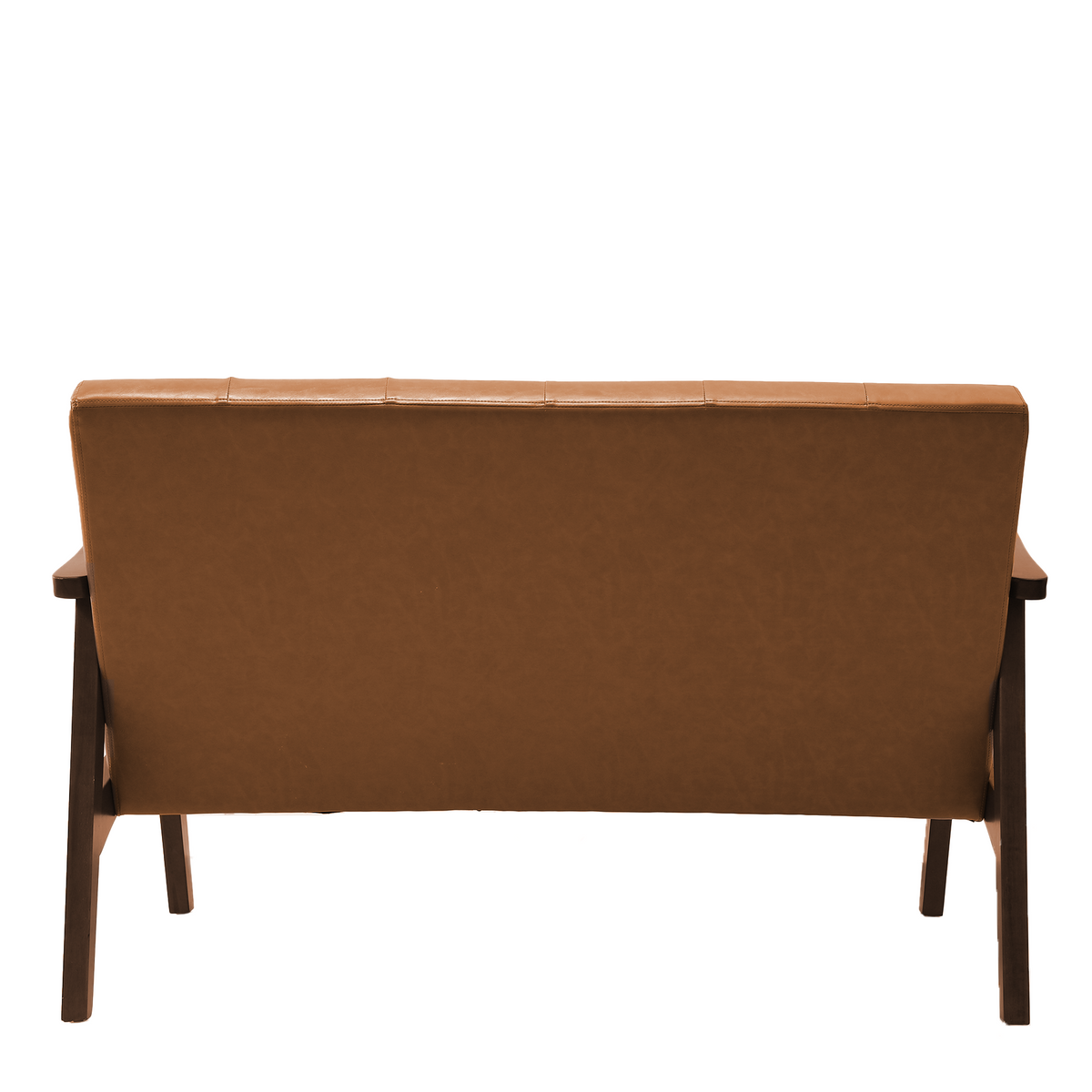 HomeMiYN 2 Seater Faux Leather Sofa with Armrests and Solid Wood Frame