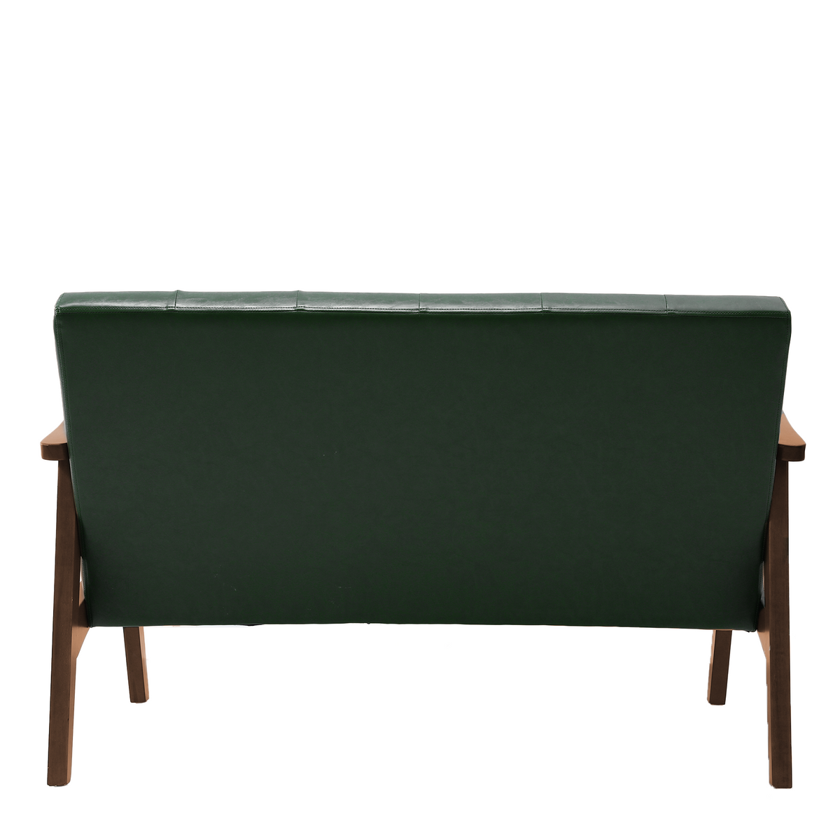 HomeMiYN 2 Seater Faux Leather Sofa with Armrests and Solid Wood Frame