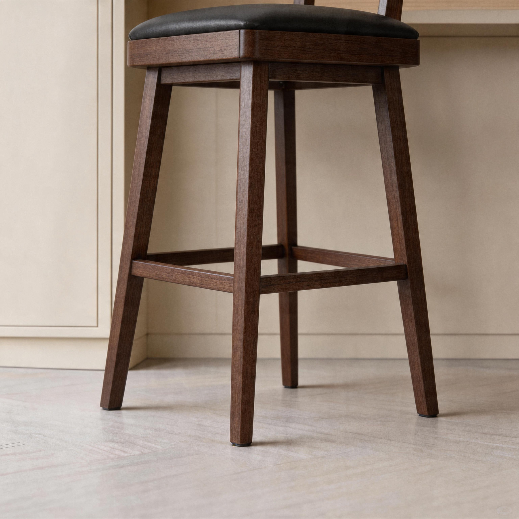Austen 2 Set of Swivel Bar Stool with Vertical Padded Back & Seat – Mid-Century Modern Counter Height Chair