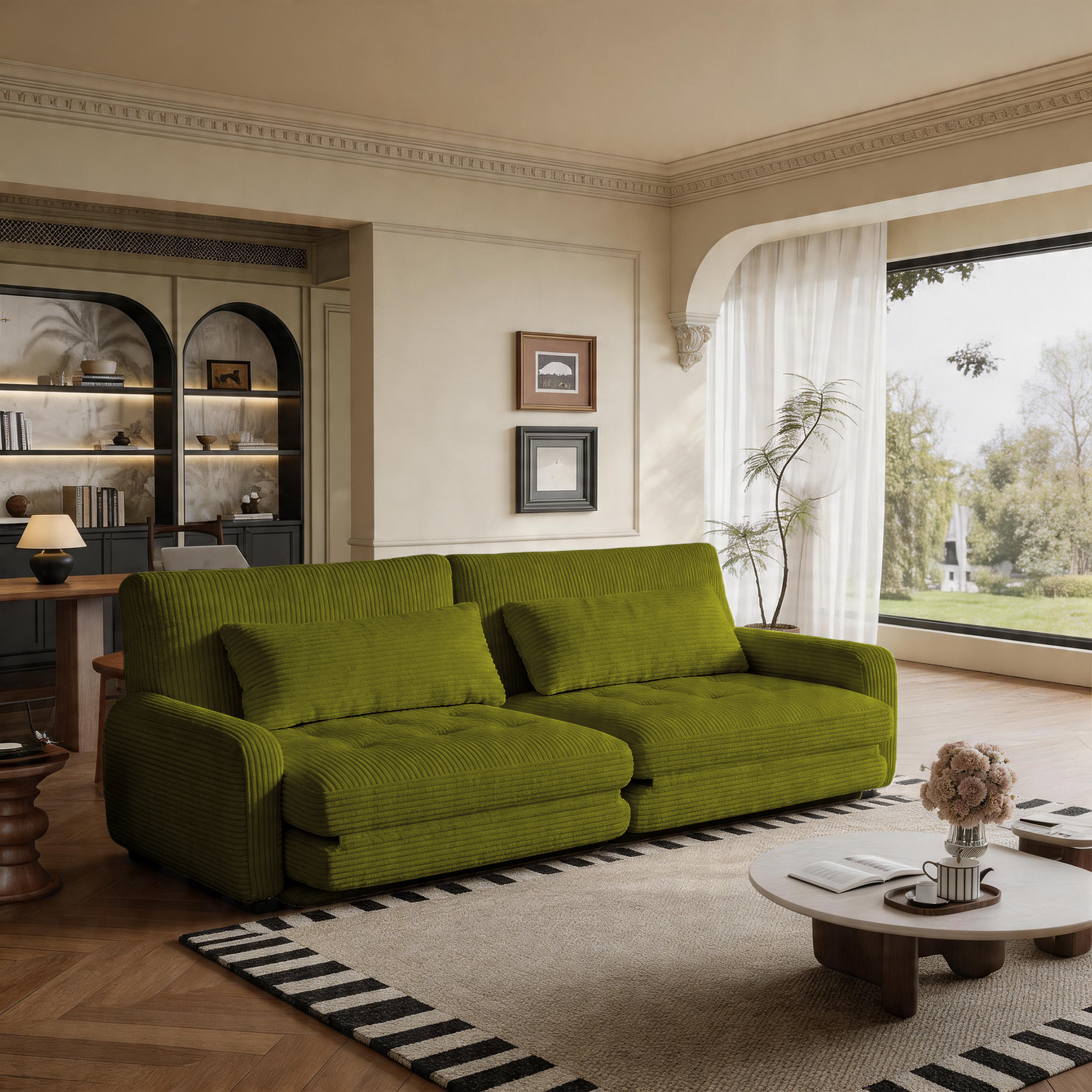 HomeMiYN Folding Sofa Bed in green color #color_Green
