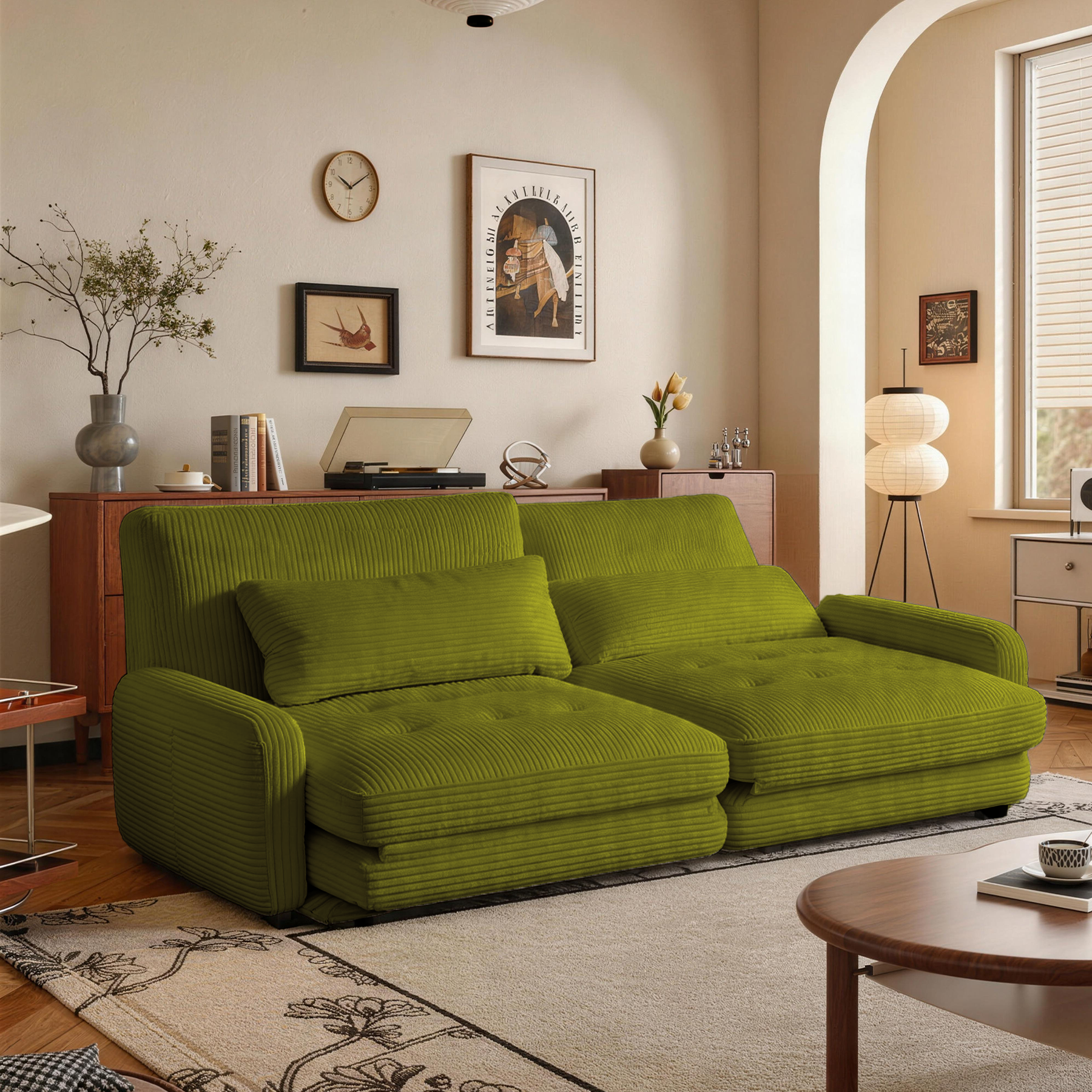 HomeMiYN Folding Sofa Bed in green color #color_Green