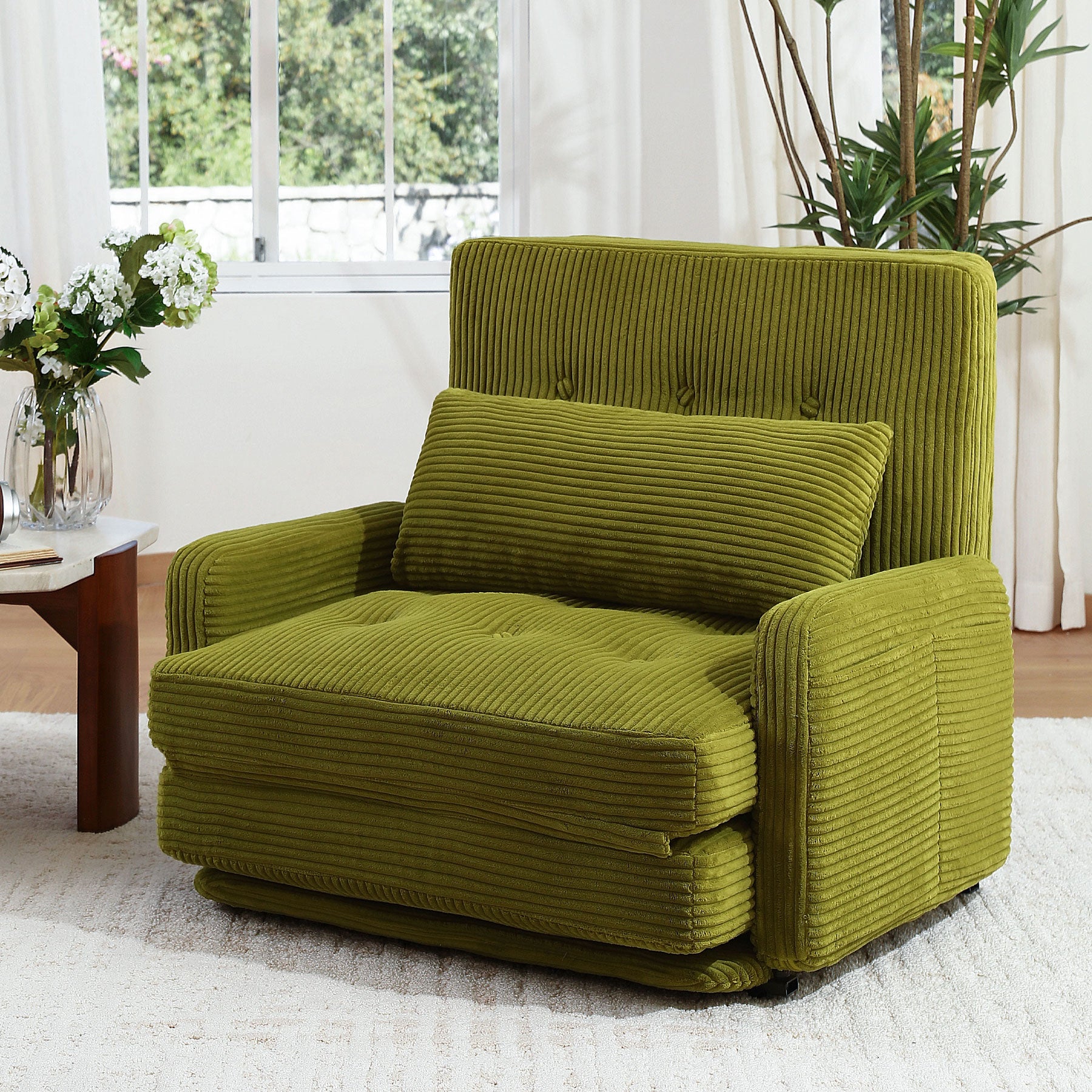 HomeMiYN Folding Sofa Bed in green color #color_Green