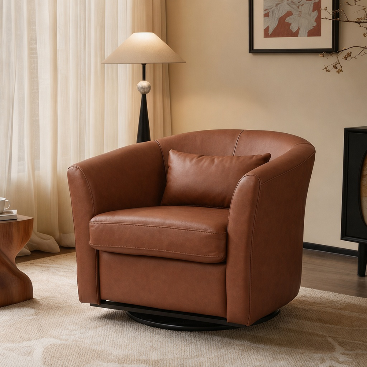 HomeMiYN 360° Swivel Relaxing Chair with Storage for Living Room
