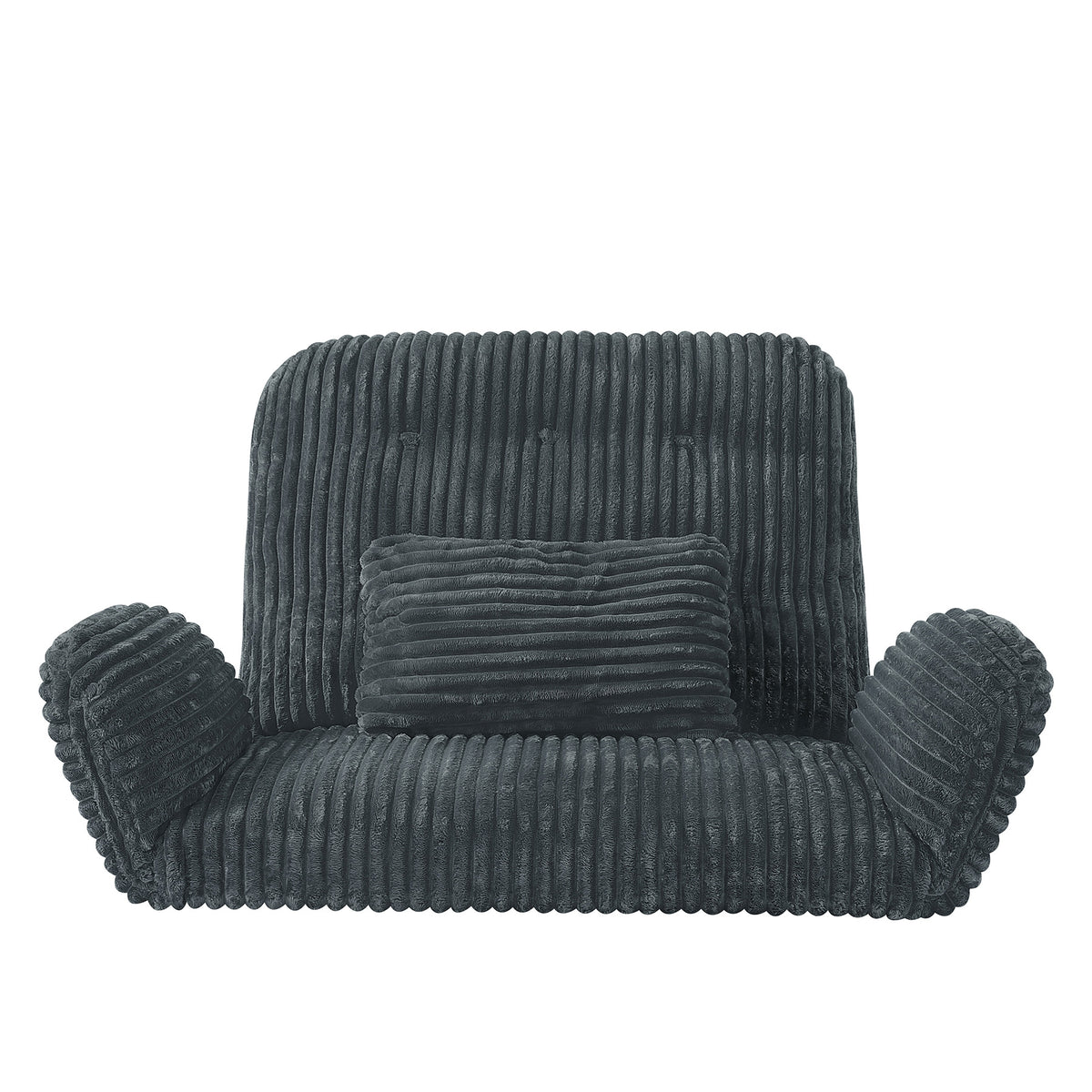 HomeMiYN Striped Plush Foldable Lazy Recliner Armchair with Cushion for Living Room and Bedroom