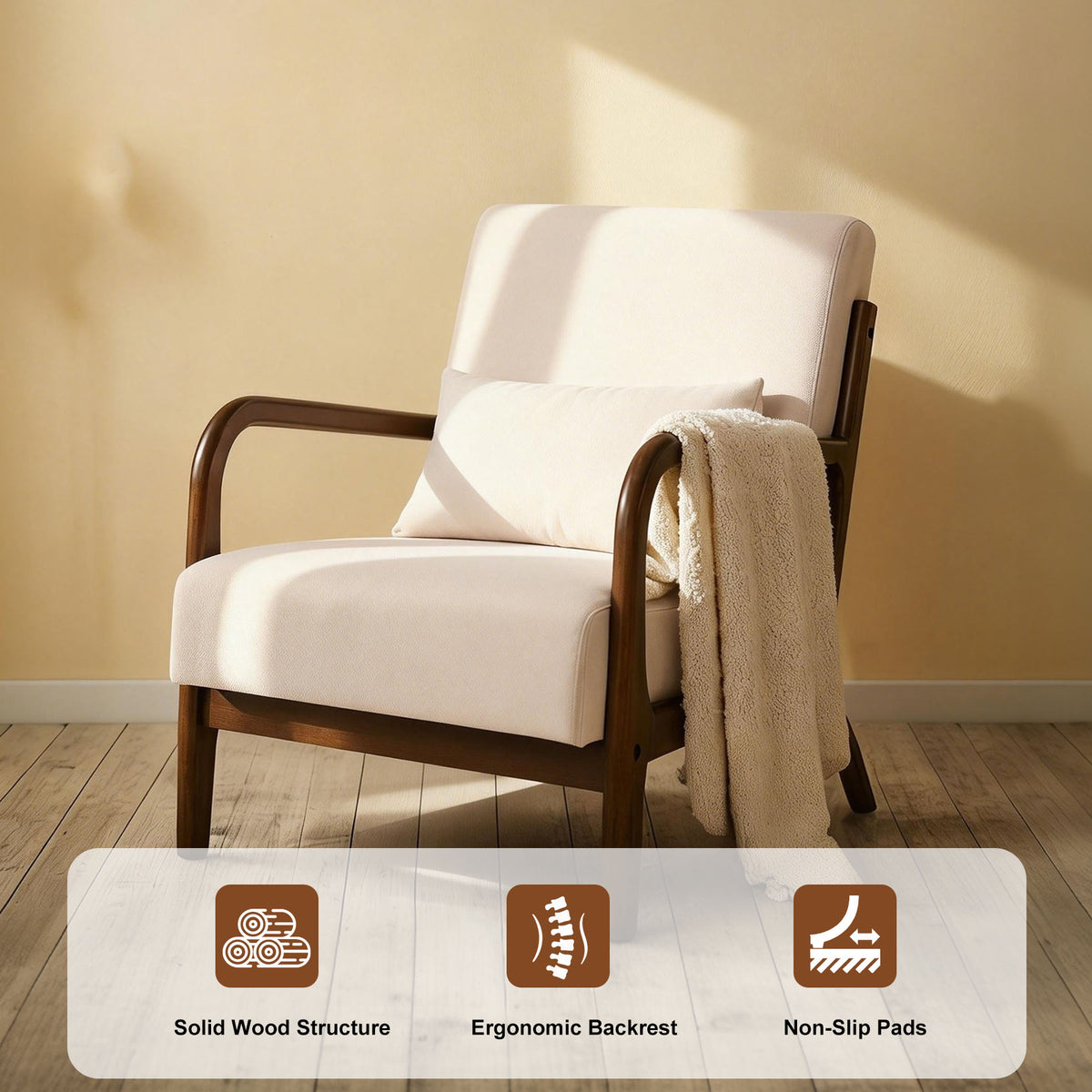 HomeMiYN Retro PU Leather Reading Chair with Ergonomic Armrests, 150kg Load Capacity, Medieval Style