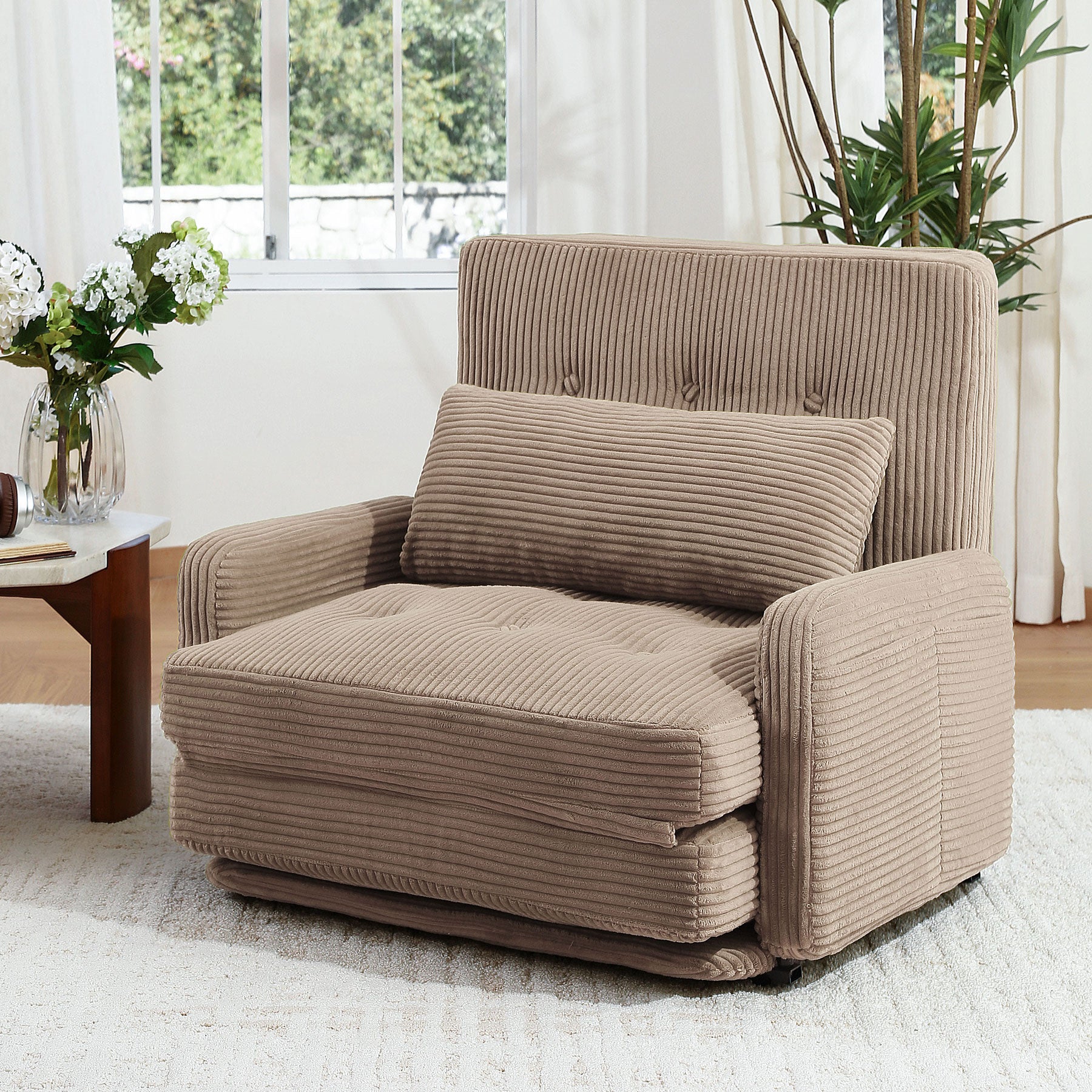 HomeMiYN Folding Sofa Bed in brown color #color_Brown