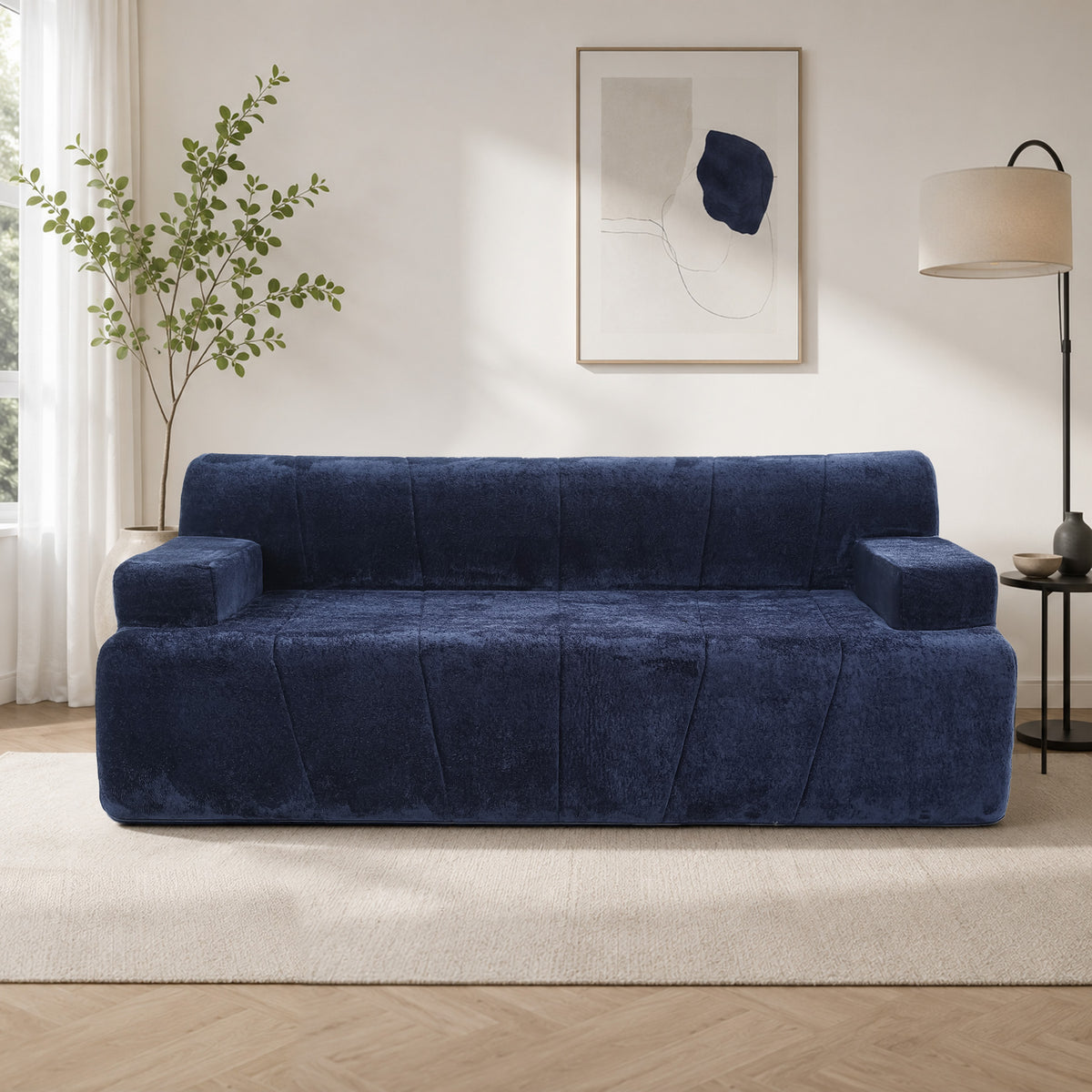 HomeMiYN 178cm 3-Seater Corduroy Boneless Sofa No Assembly Required