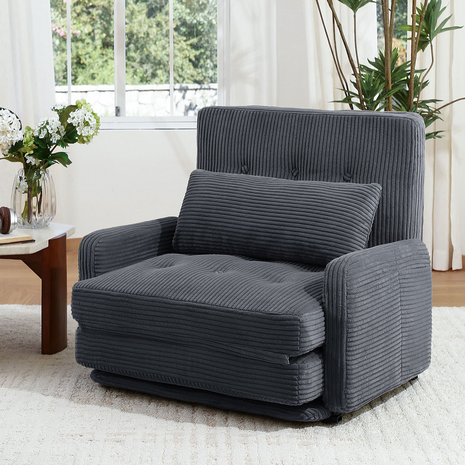 HomeMiYN Folding Sofa Bed in grey color #color_Grey