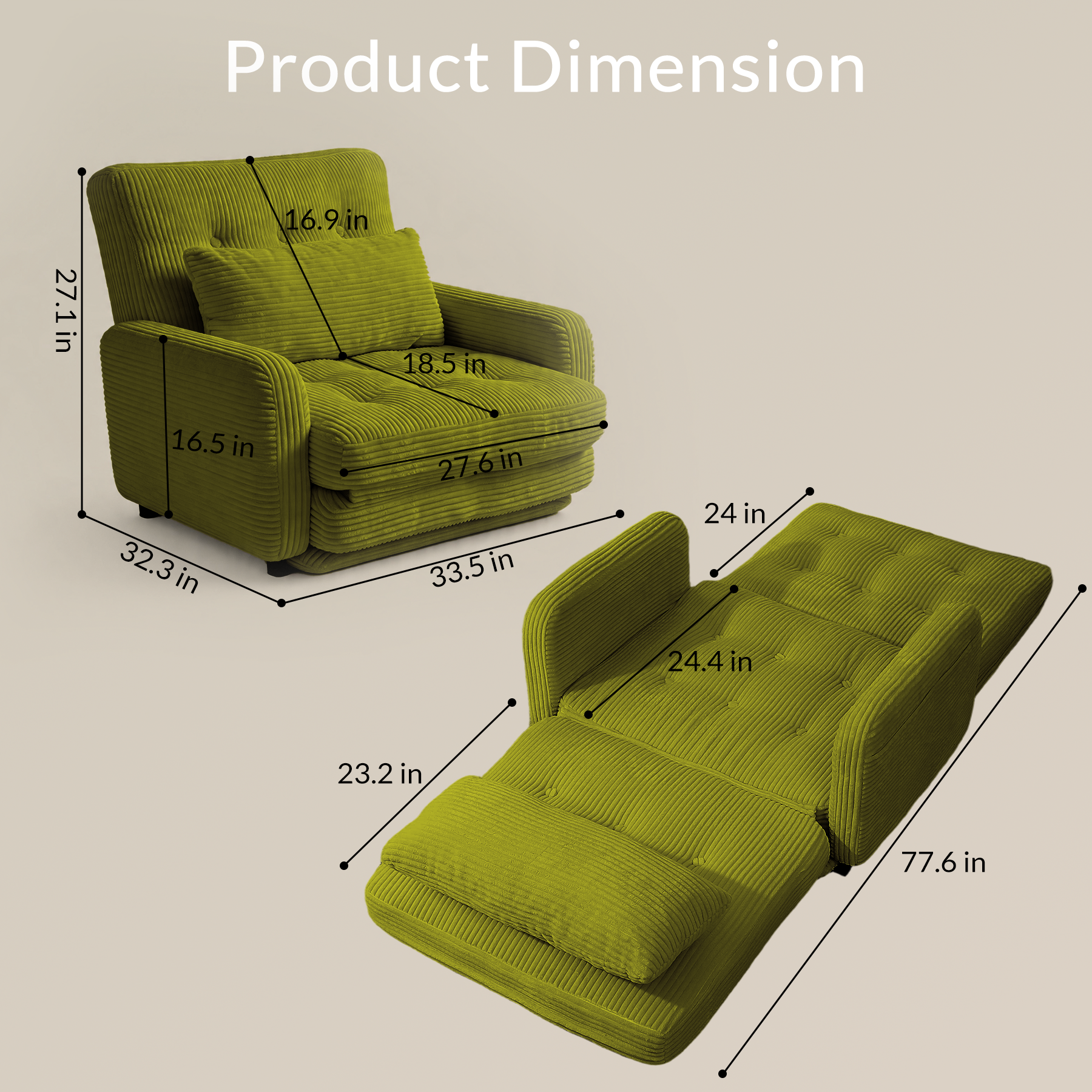 HomeMiYN Folding Sofa Bed in green color #color_Green
