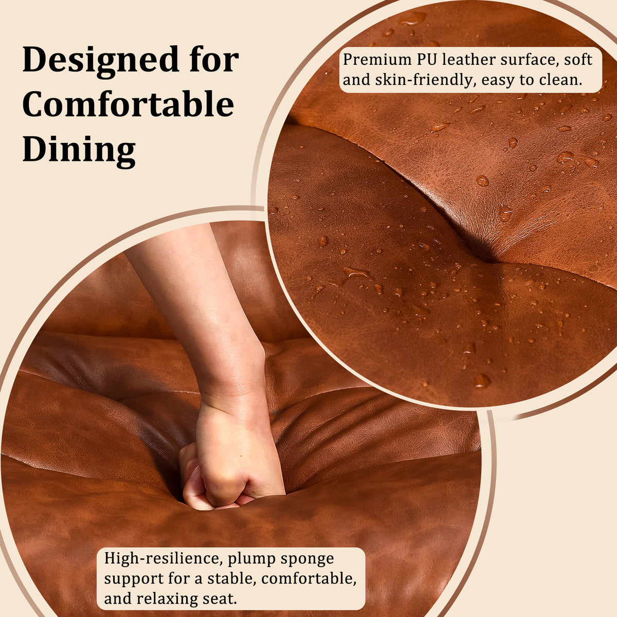 HomeMiYN 360° Swivel Dining Chairs Faux Leather Upholstered