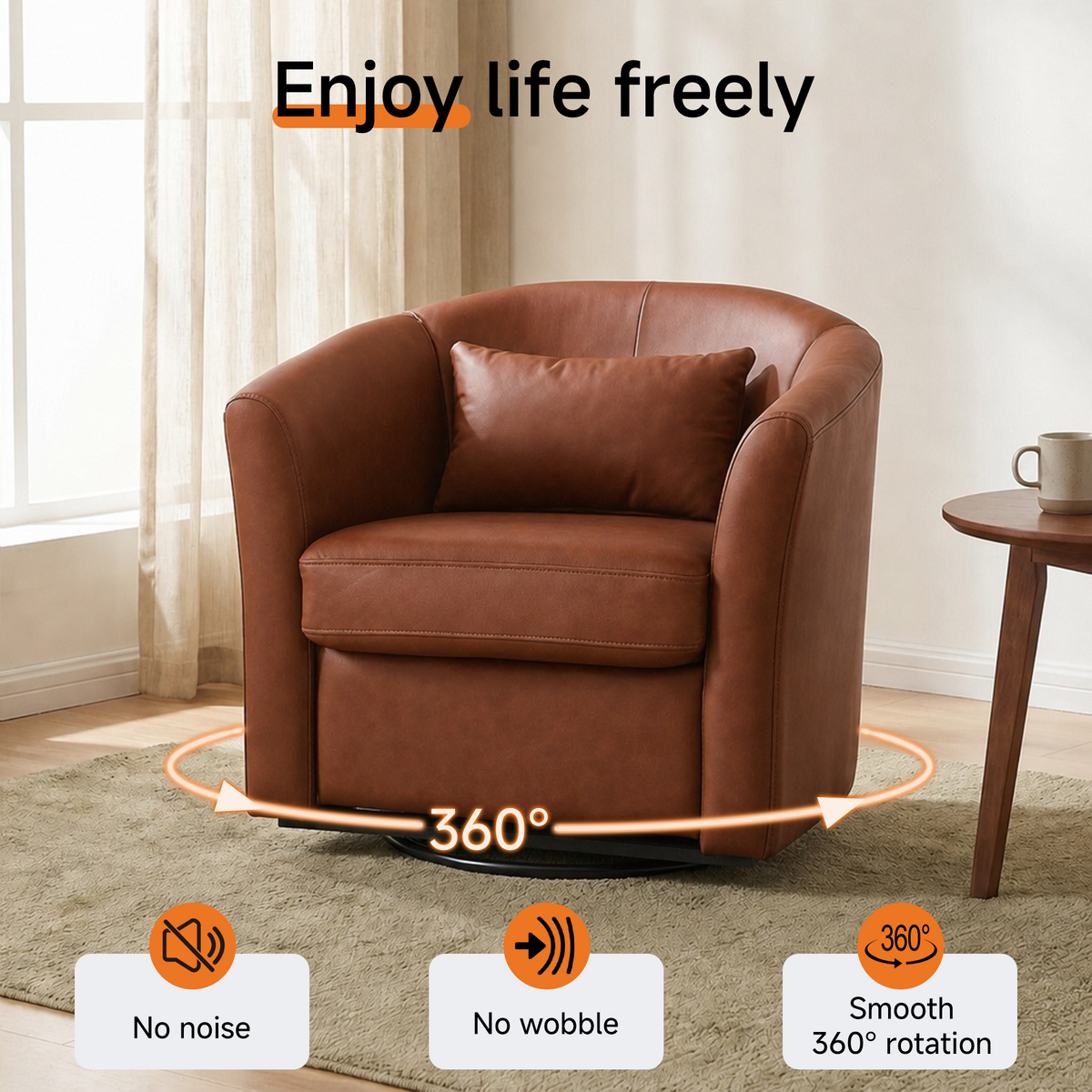 HomeMiYN 360° Swivel Relaxing Chair with Storage for Living Room