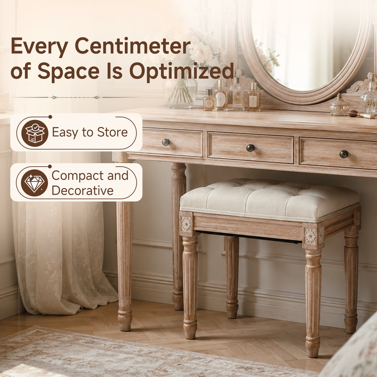 HomeMiYN Country House Velvet Dressing Table Stool
