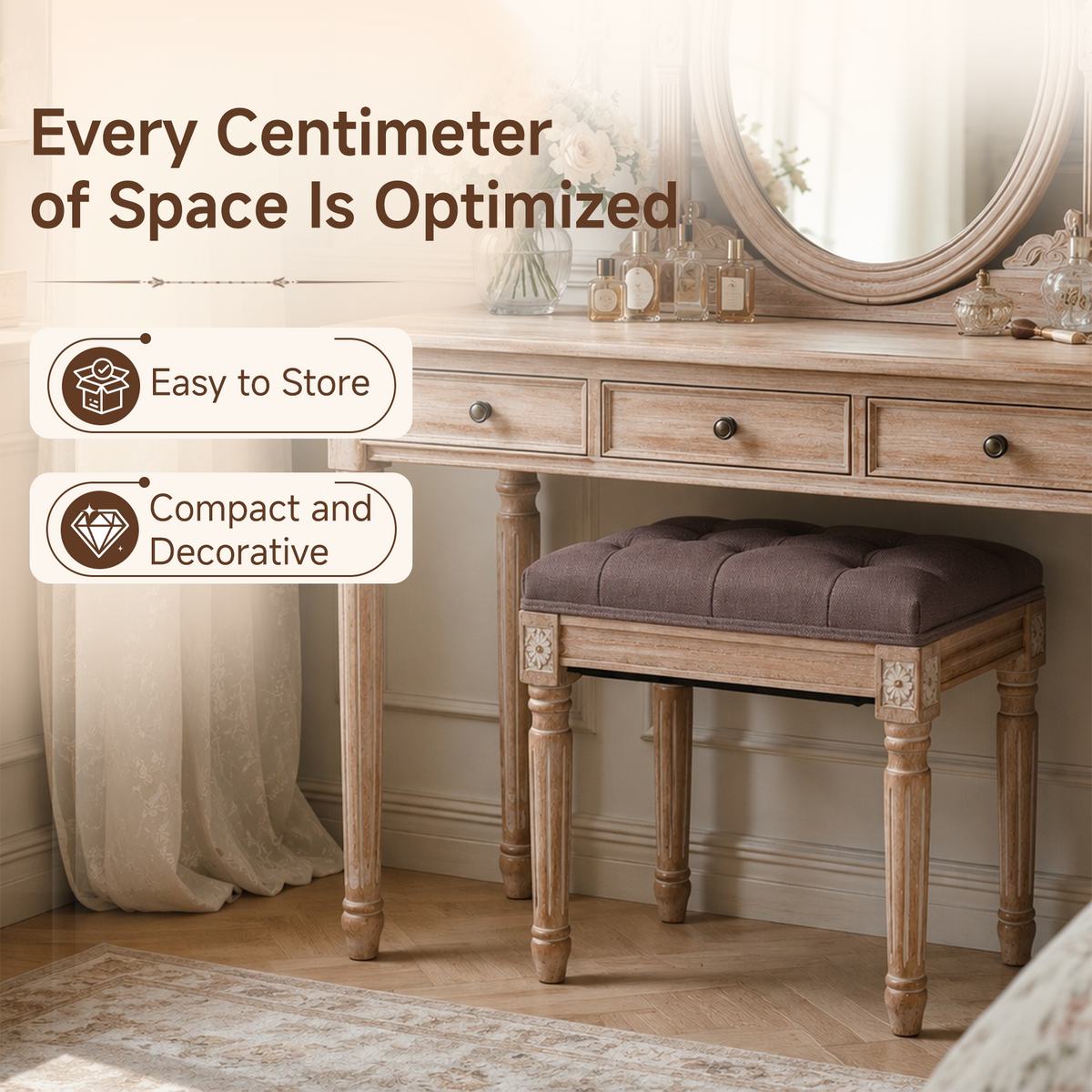 HomeMiYN Country House Velvet Dressing Table Stool
