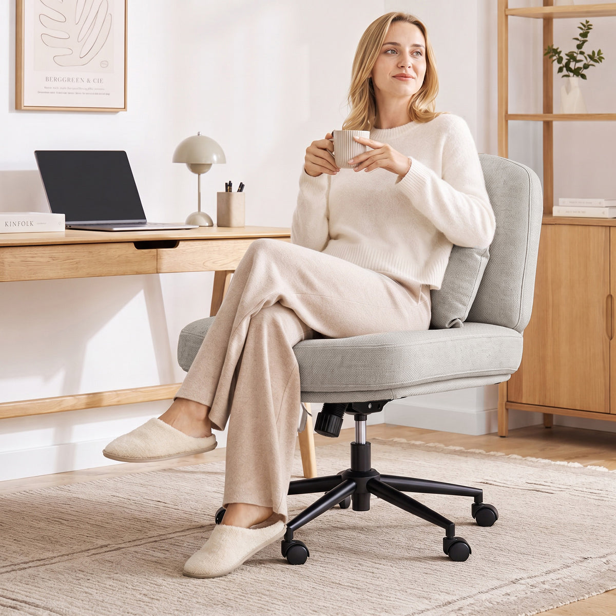 HomeMiYN Adjustable Armless Office Chair, Swivel Back Design