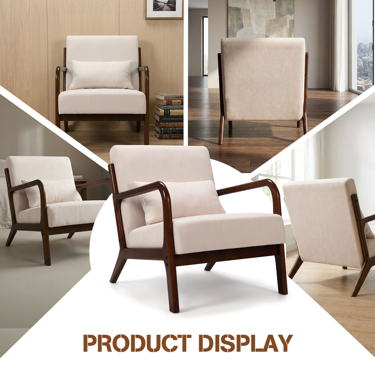 HomeMiYN Retro PU Leather Reading Chair with Ergonomic Armrests, 150kg Load Capacity, Medieval Style