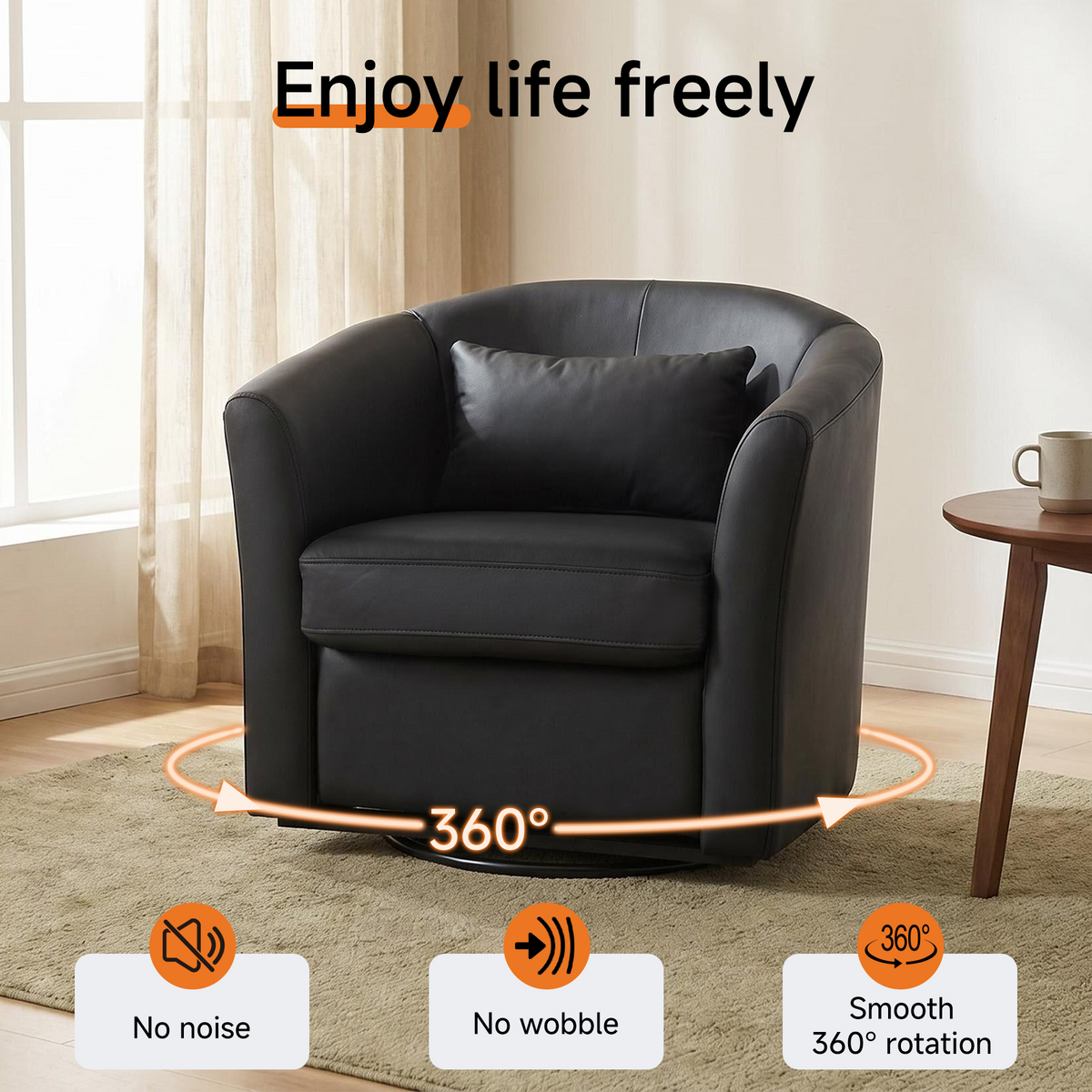 HomeMiYN 360° Swivel Relaxing Chair with Storage for Living Room