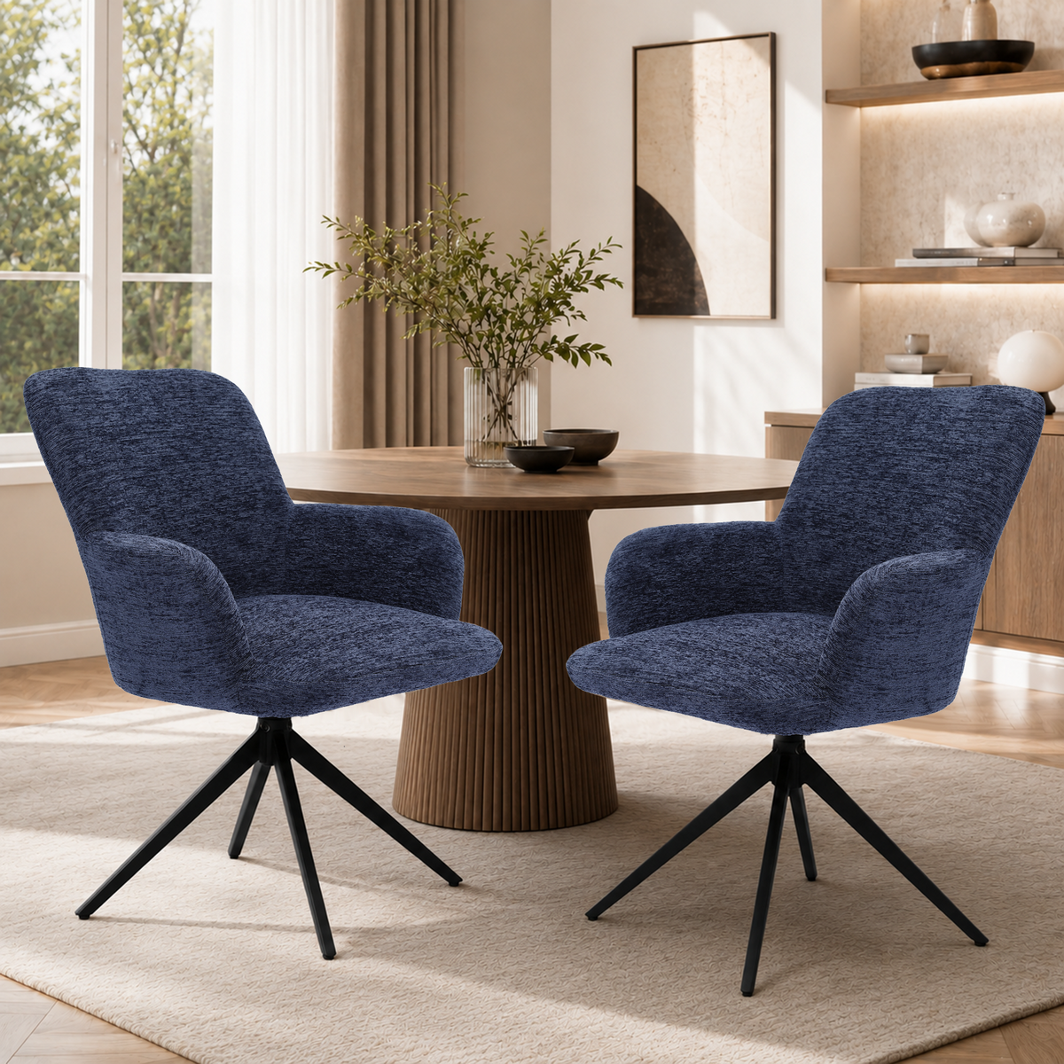 HomeMiYN Set of 2 360° Rotatable Dining Chairs with Armrests
