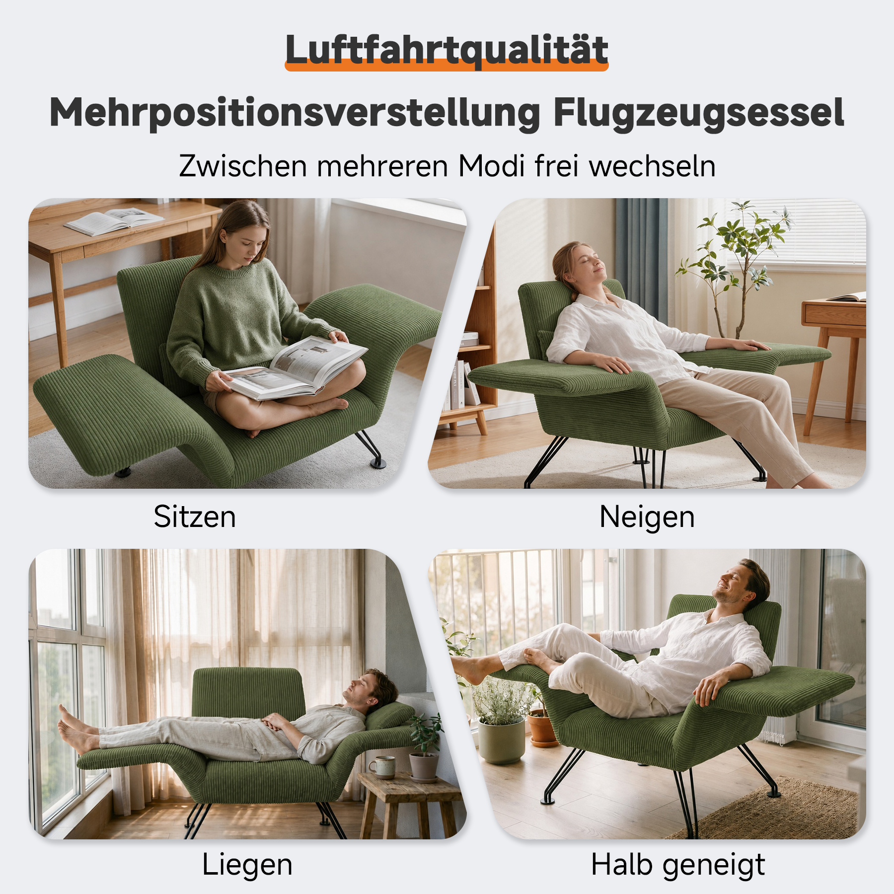 Moderner Loungesessel, Grau, Gestreifter Stoff, Metallbeine, Bequemer Relaxsessel mit Kissen,Geeignet für Wohnzimmer, Schlafzimmer und Balkon