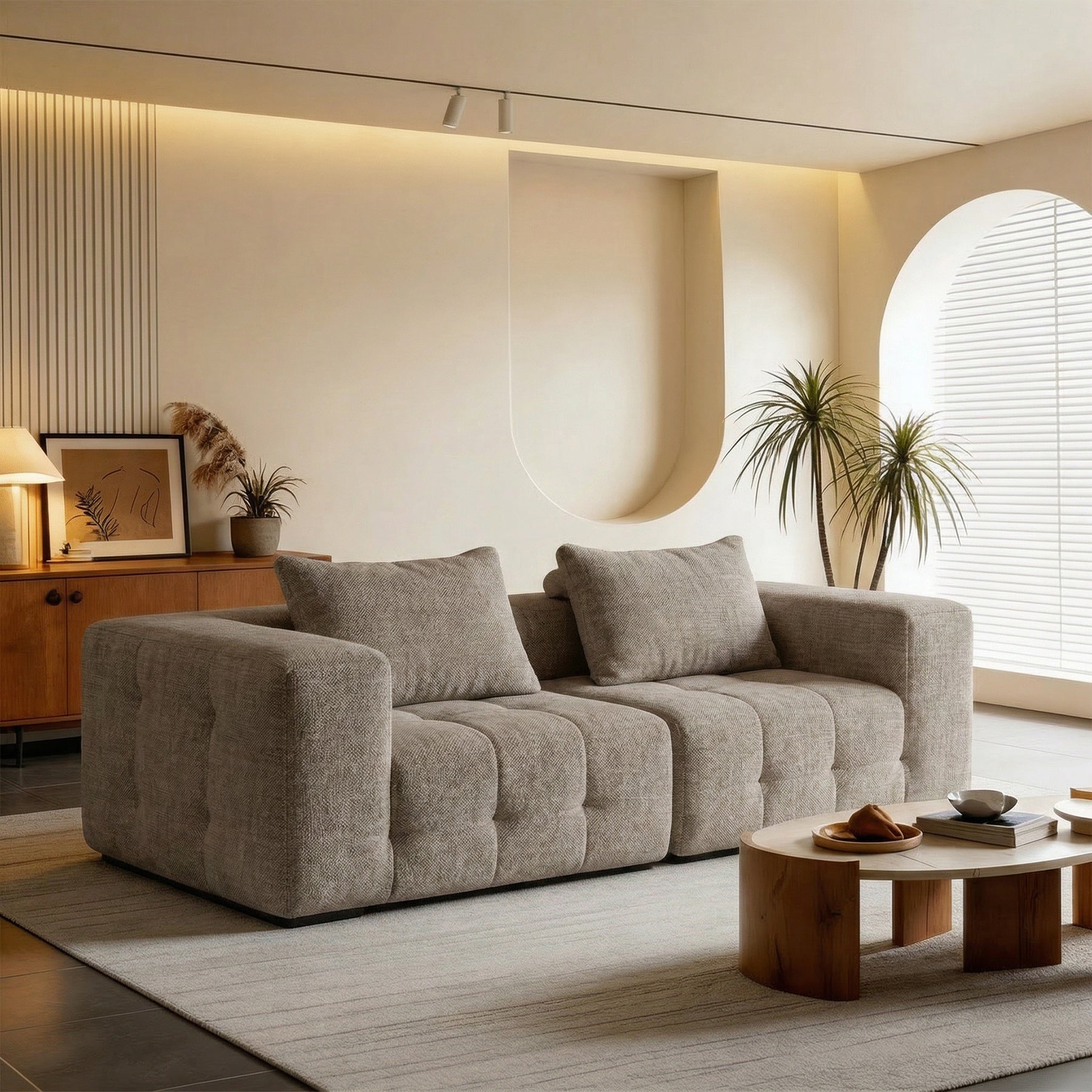 2er Boneless Sofa, Modular Sofa aus Chenille, Ohne Montage | Cloud Couch, Komprimiertes Sofa, hochelastisch, frei kombinierbares Wohnzimmer Sofa bis 240 kg