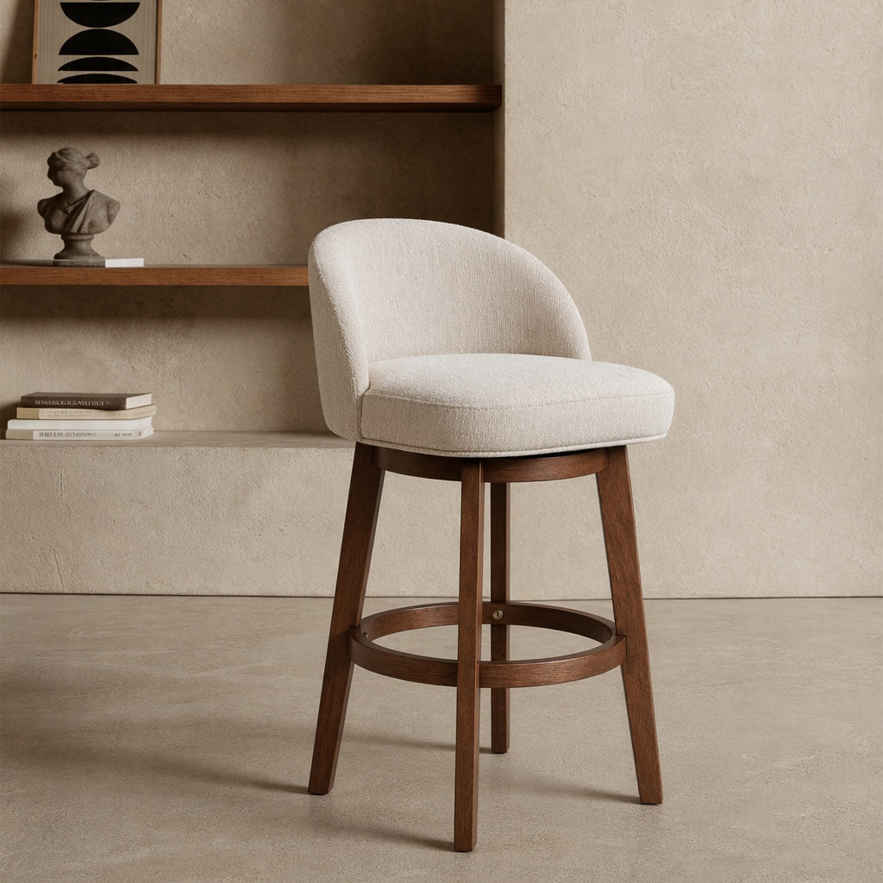 Modern Swivel Bar Stool #base-shape_Round Base #color_Dove Gray