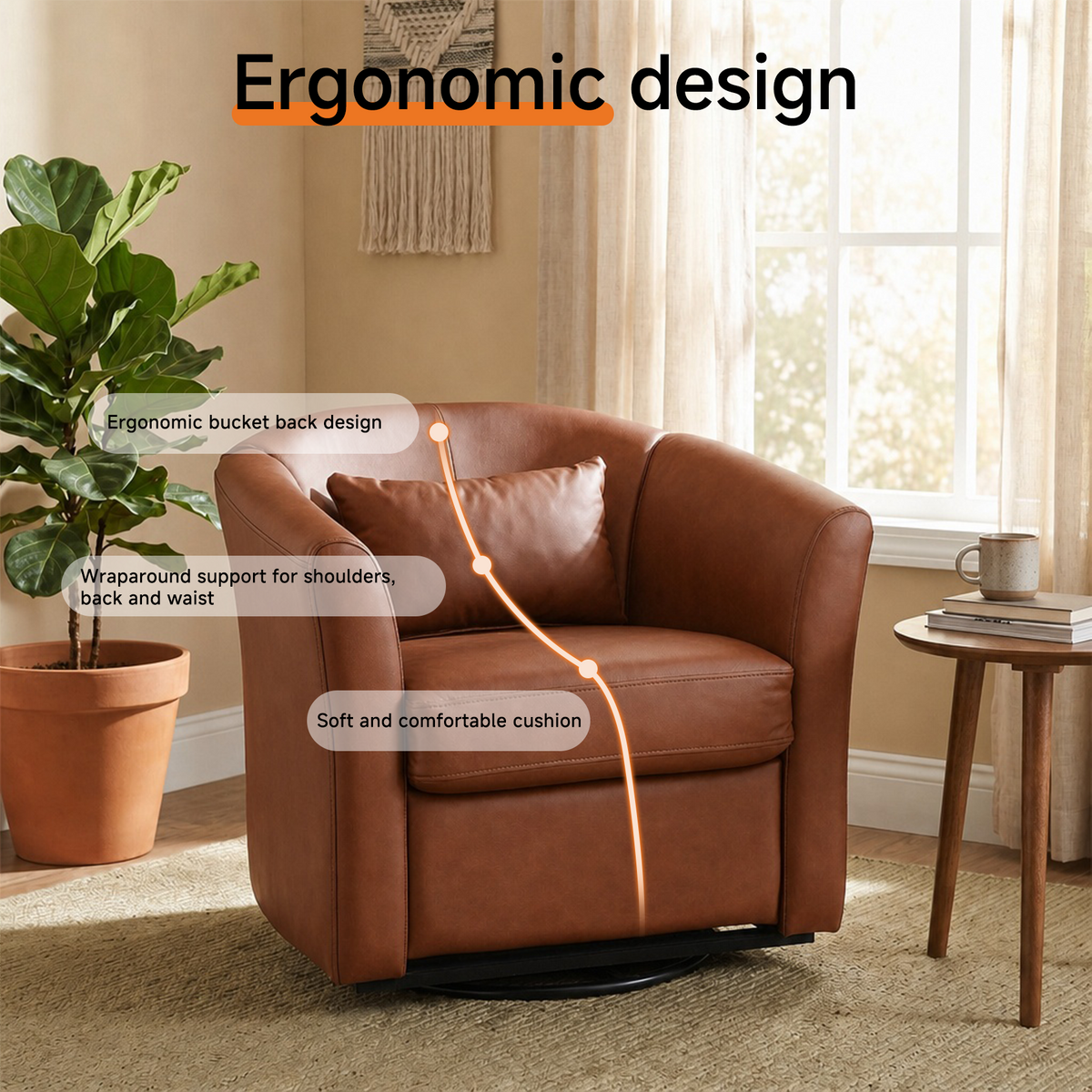 HomeMiYN 360° Swivel Relaxing Chair with Storage for Living Room