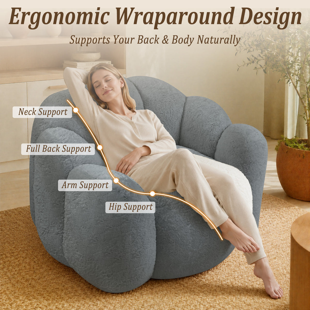 HomeMiYN Flower Shaped Bean Bag Chair for Adults
