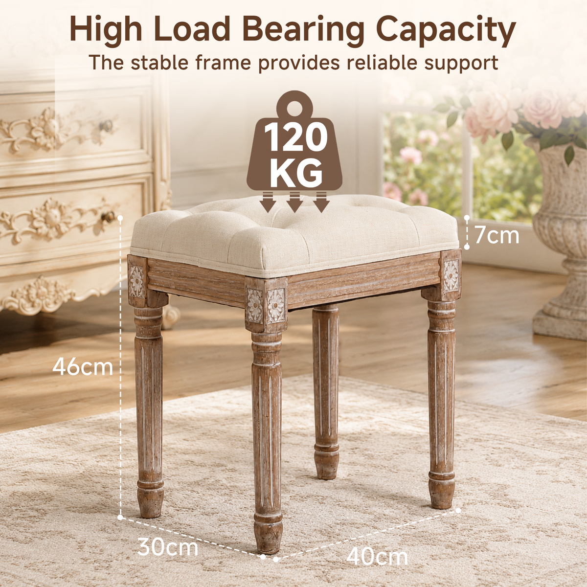 HomeMiYN Country House Velvet Dressing Table Stool