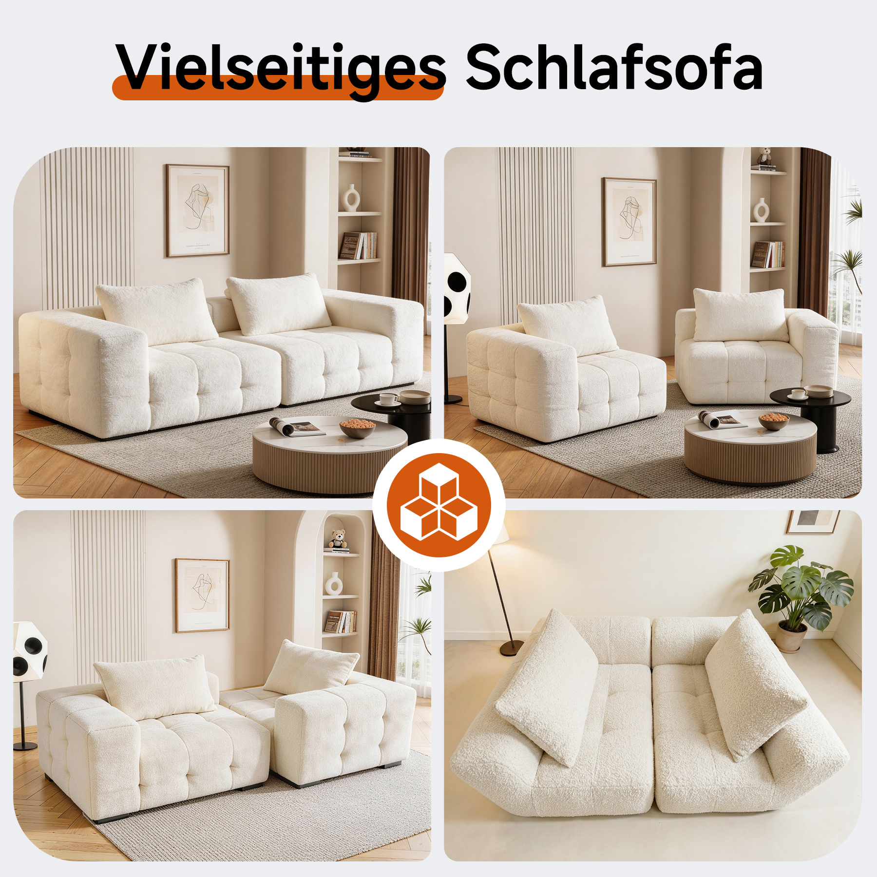 2er Boneless Sofa, Modular Sofa aus Chenille, Ohne Montage | Cloud Couch, Komprimiertes Sofa, hochelastisch, frei kombinierbares Wohnzimmer Sofa bis 240 kg
