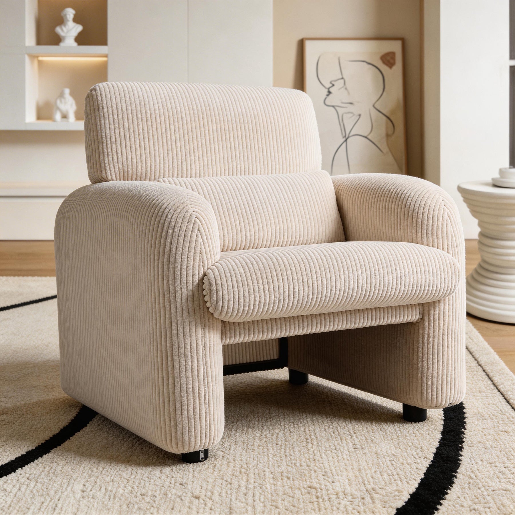 HomeMiYN Accent Chair in beige color #color_Beige