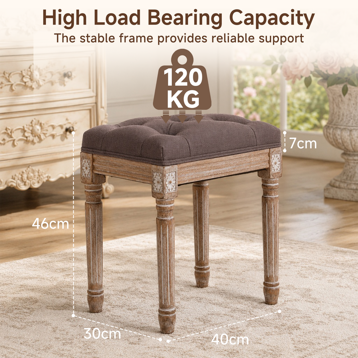HomeMiYN Country House Velvet Dressing Table Stool