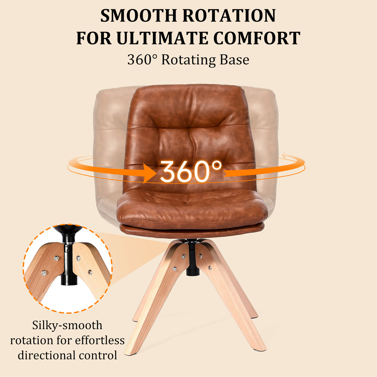 HomeMiYN 360° Swivel Dining Chairs Faux Leather Upholstered
