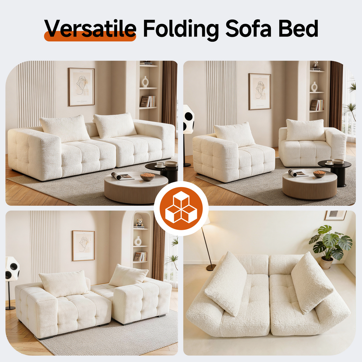 HomeMiYN Pack of 2 Modular Chenille Boneless Sofa No Assembly Required