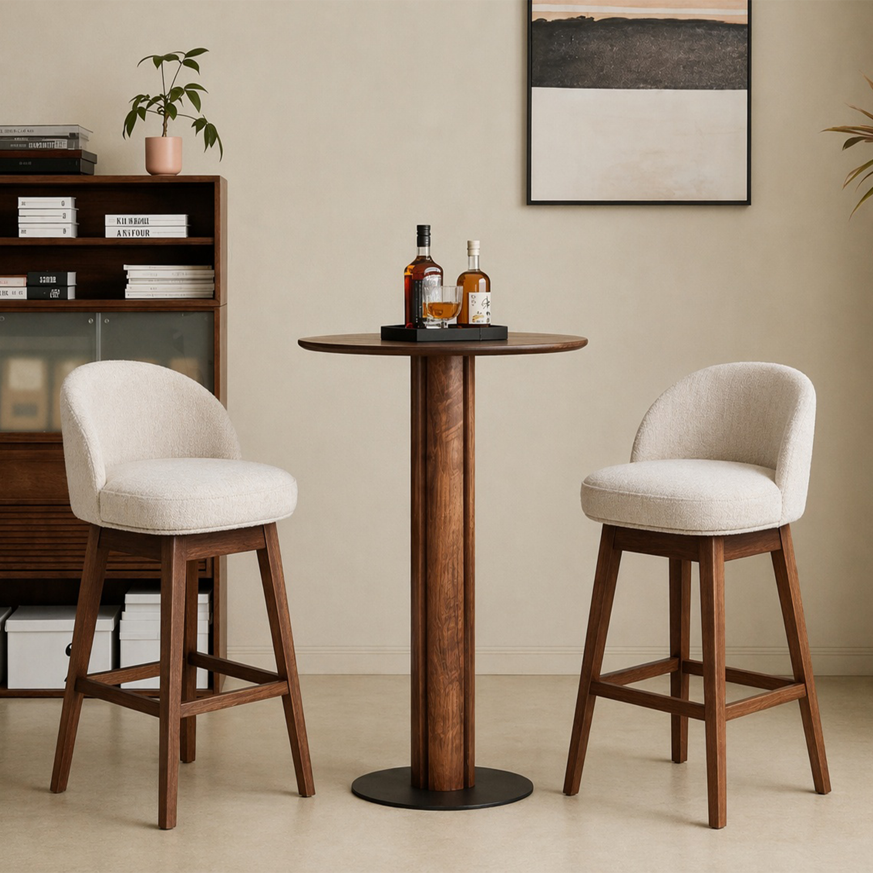 Modern Swivel Bar Stool #base-shape_Square Base #color_Dove Gray